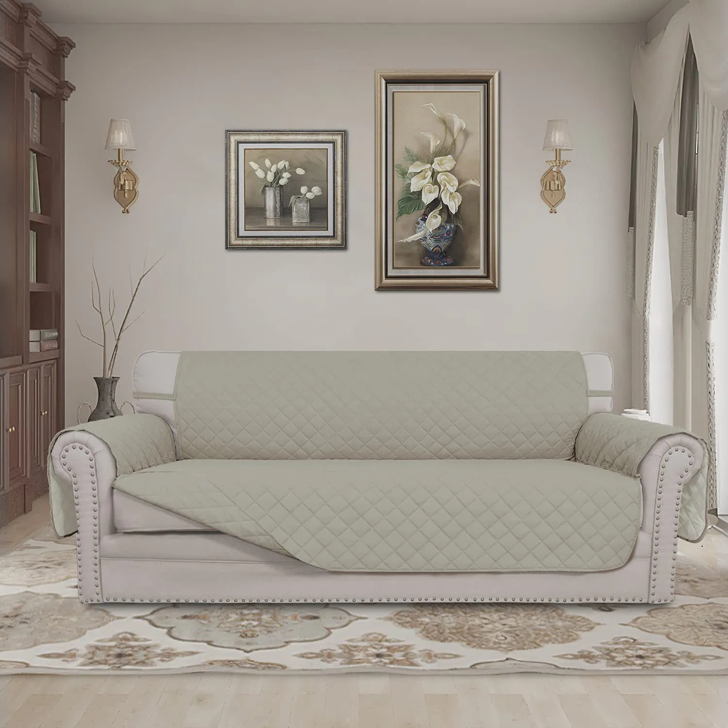 Easy-Going Copridivano Reversibile per Divano a 3 Cuscini, Grande, Beige - immagine 2