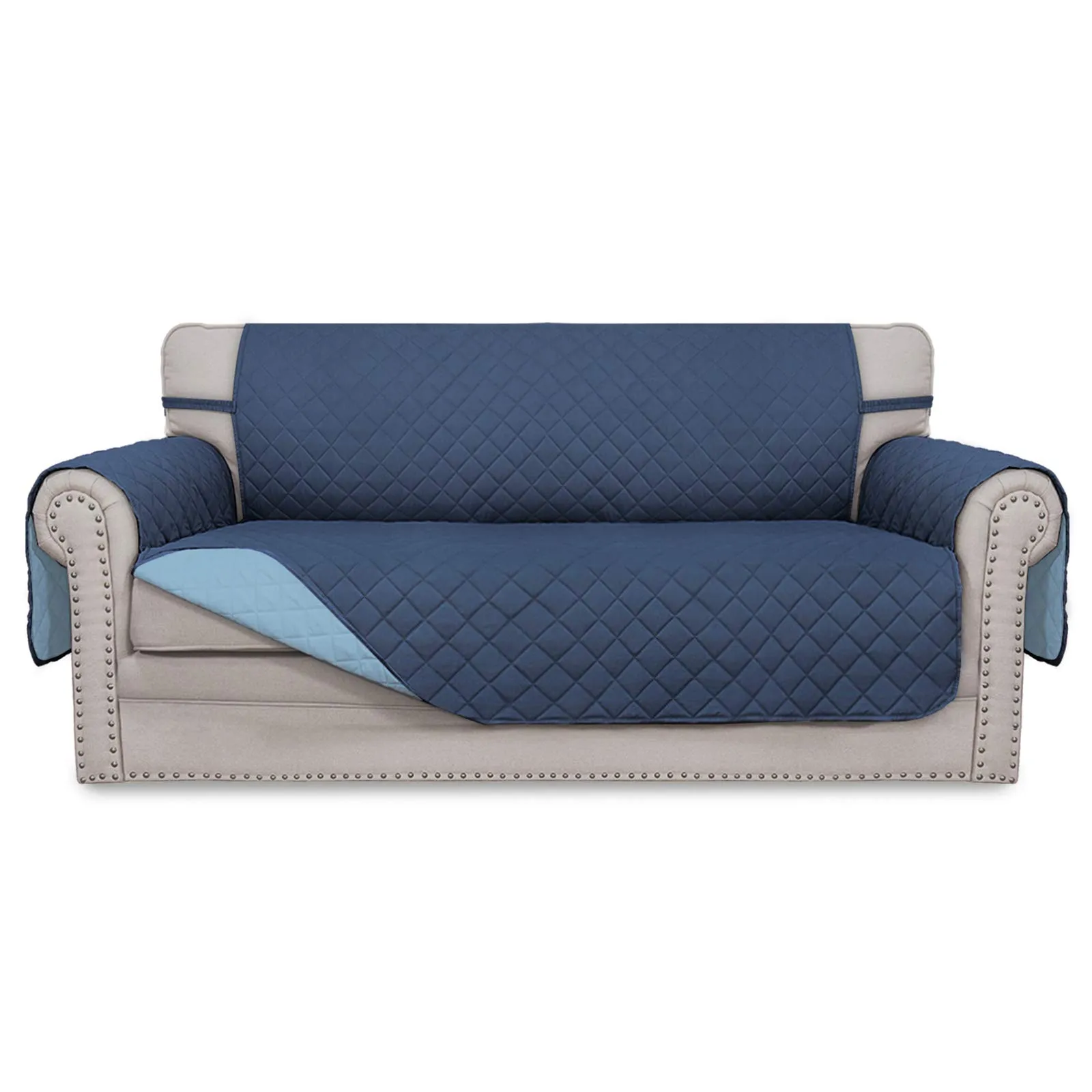 Easy-Going Copridivano Reversibile Oversize con 2 Cuscini, Blu Scuro/Azzurro - immagine 1