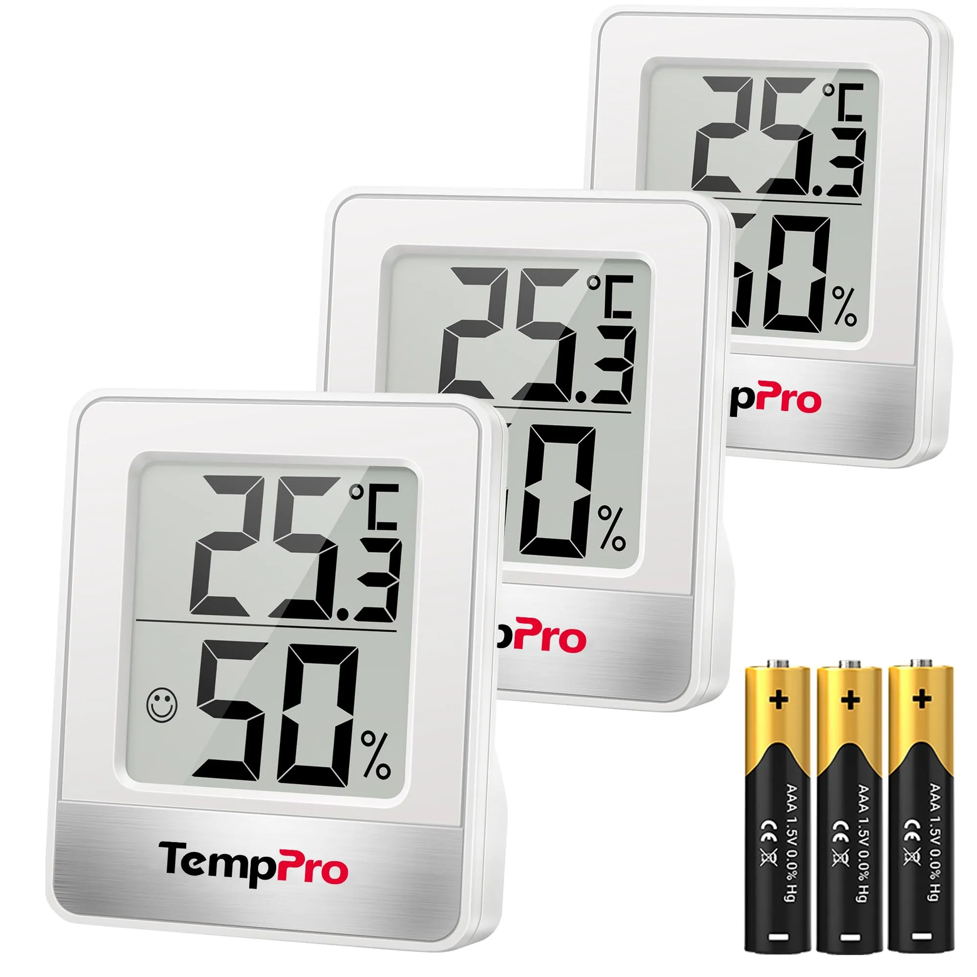 TempPro TP49 Digital Hygrometer and Indoor Thermometer, 3 Pieces - immagine 1