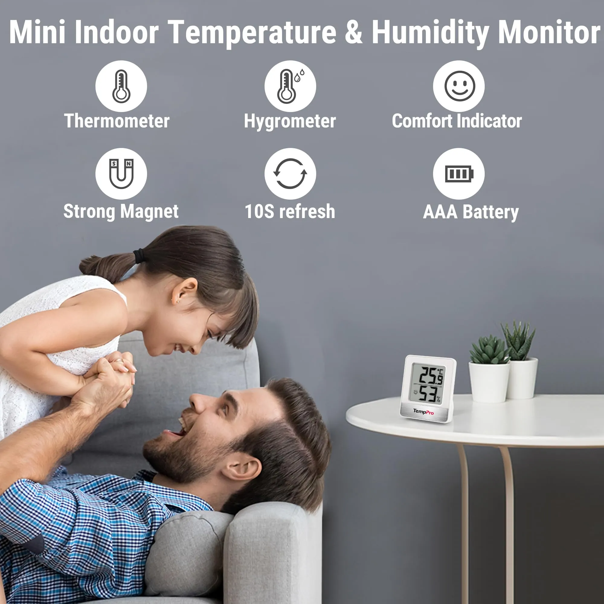 TempPro TP49 Digital Hygrometer and Indoor Thermometer, 3 Pieces - immagine 3