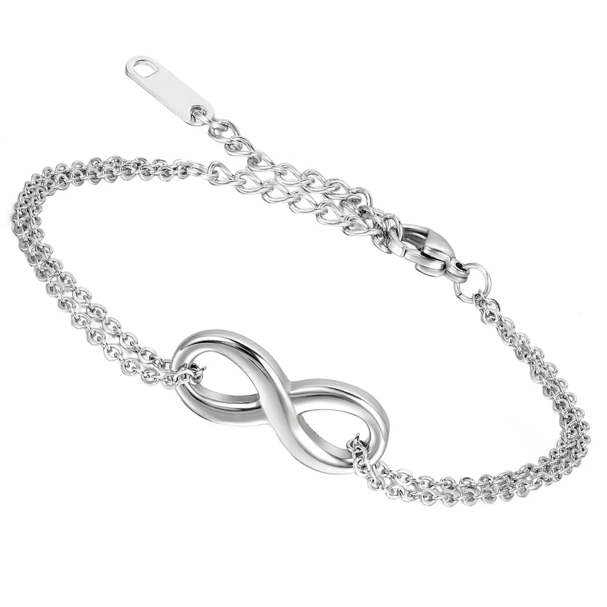 Flongo Braccialetto Acciaio Simbolo Infinity Argento per Coppia - immagine 1