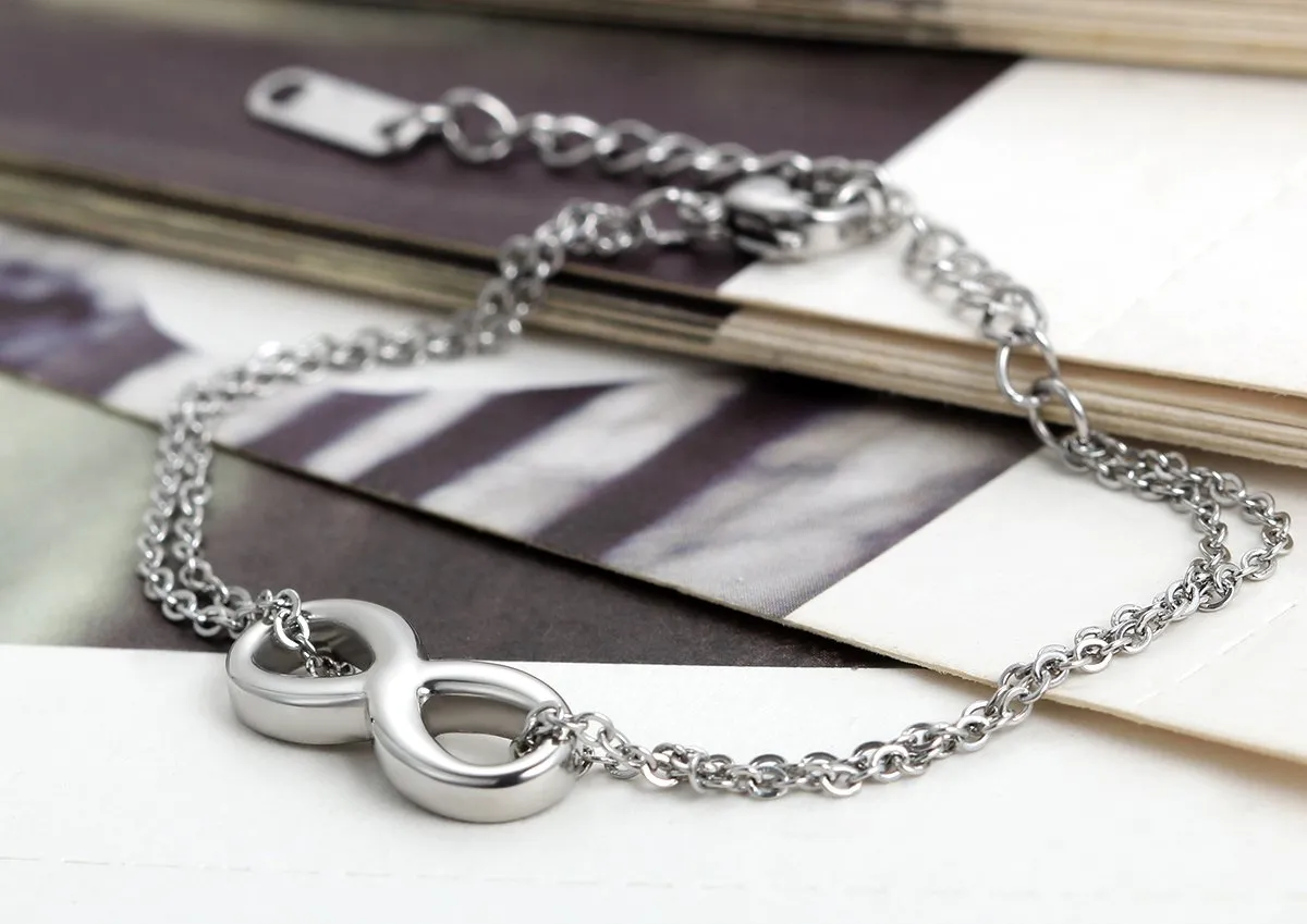 Flongo Braccialetto Acciaio Simbolo Infinity Argento per Coppia - immagine 2
