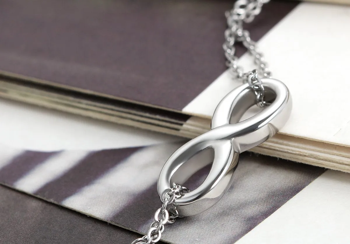 Flongo Braccialetto Acciaio Simbolo Infinity Argento per Coppia - immagine 3