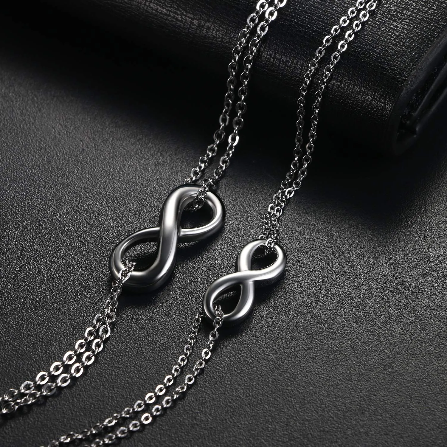 Flongo Braccialetti Coppia Simbolo Infinito in Acciaio Inossidabile, Argento - immagine 3