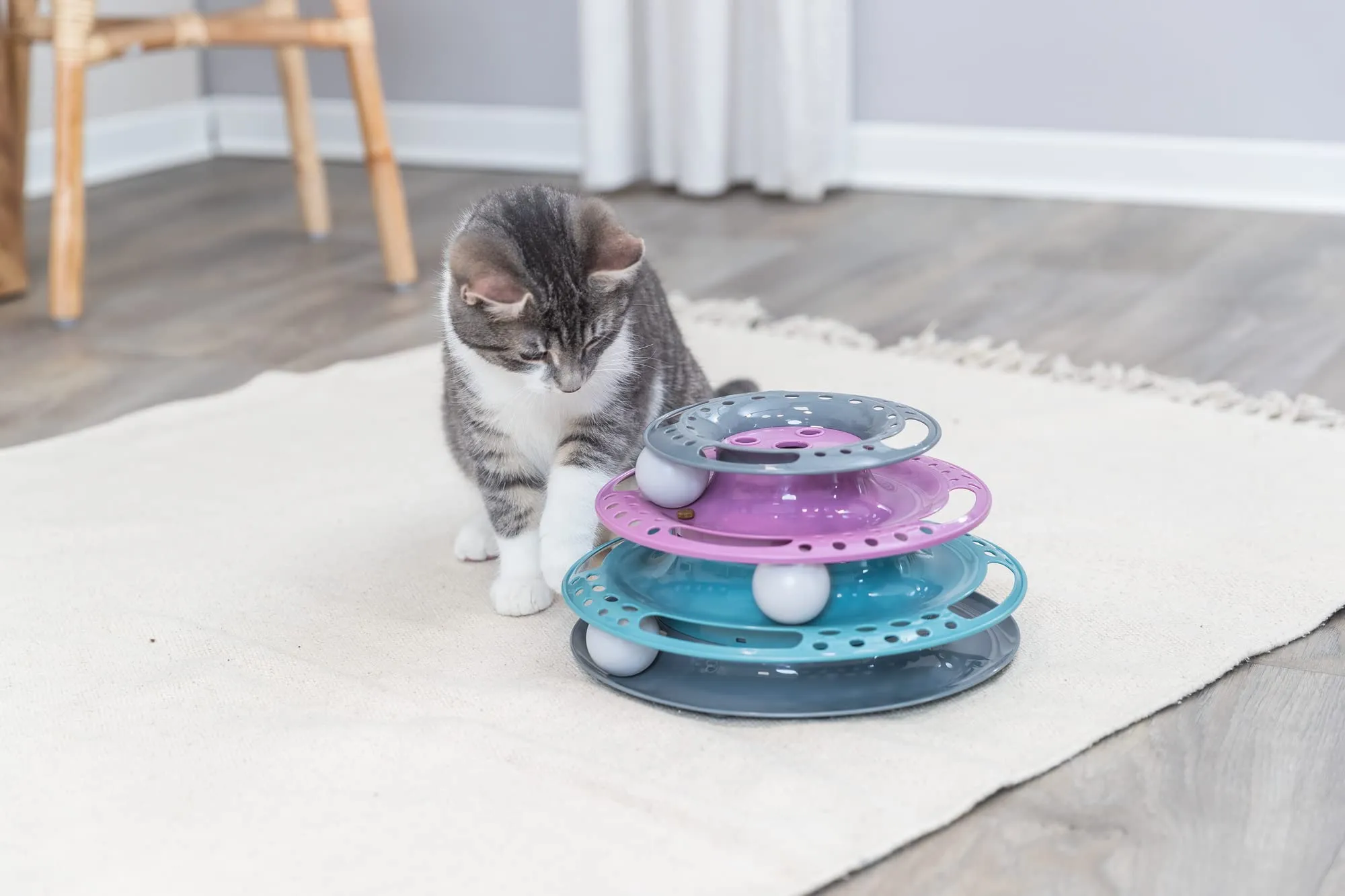 TRIXIE Catch the Balls gioco per gatti a 3 livelli – ø 25 × 13 cm - immagine 3