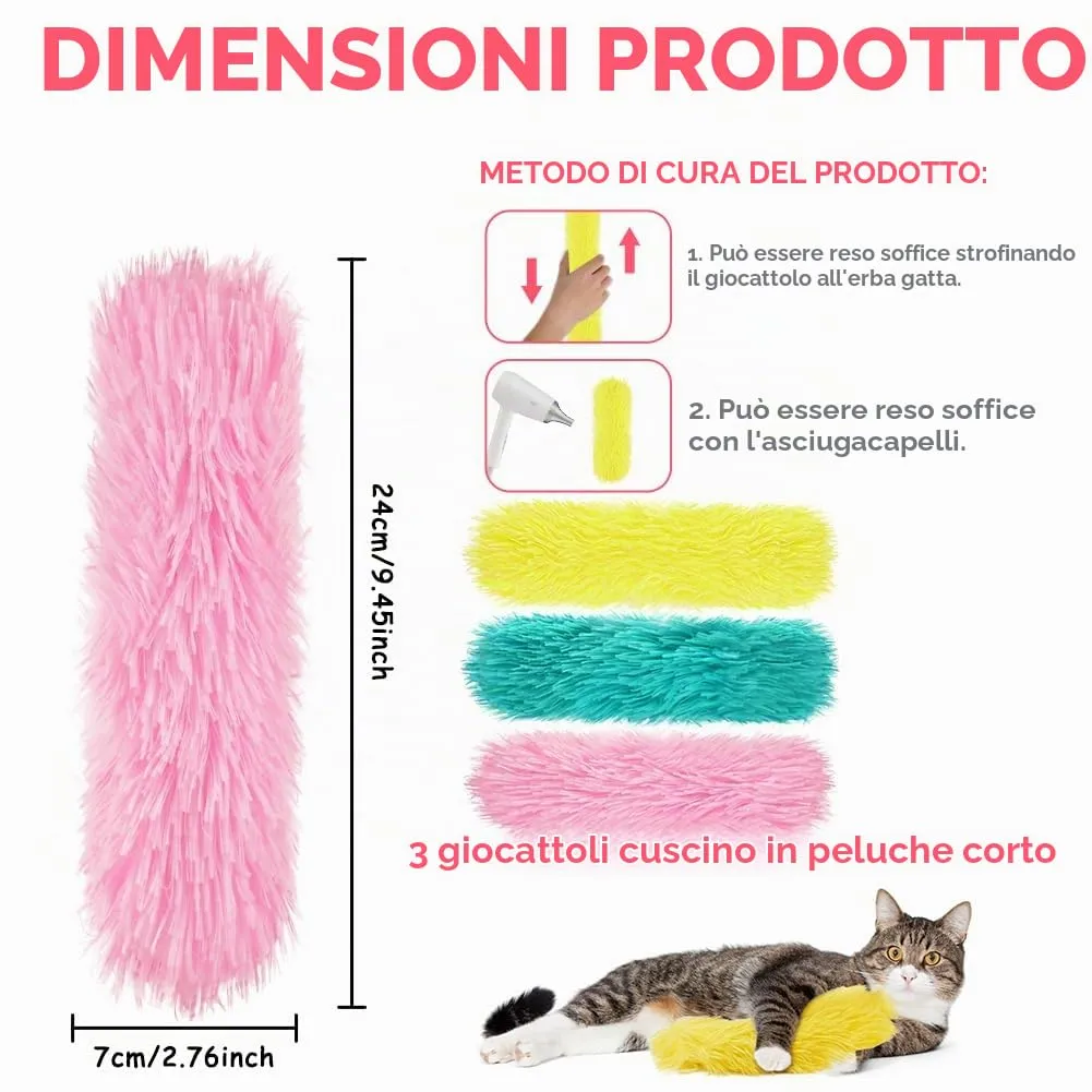 OSDUE Giocattoli Erba Gatta, 3 Pezzi Cuscini Interattivi in Peluche per Gatti - immagine 2