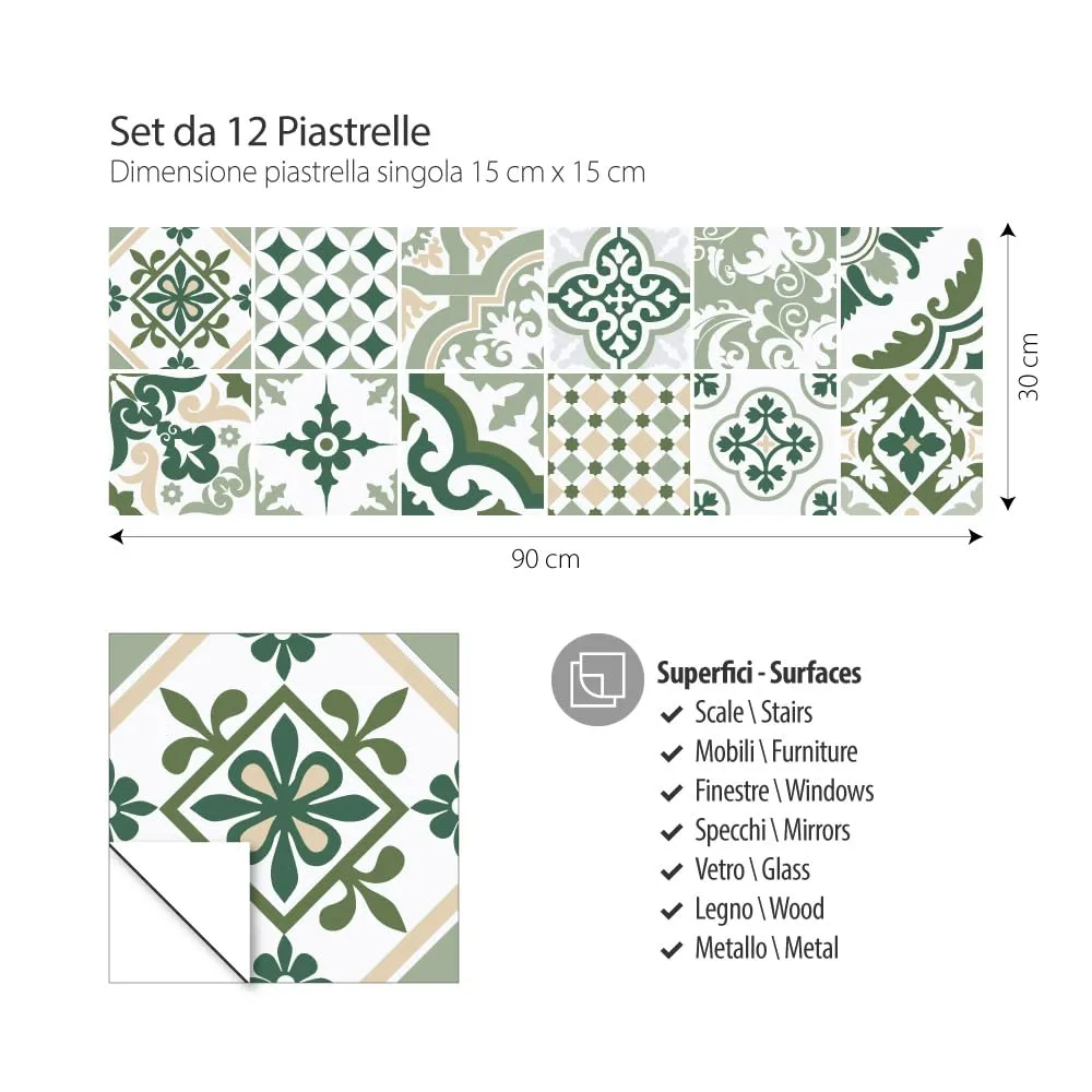 RE-COVERTILES Adesivi Piastrelle in PVC Animalier, 12 Pz 15x15 cm, PS00090 - immagine 3