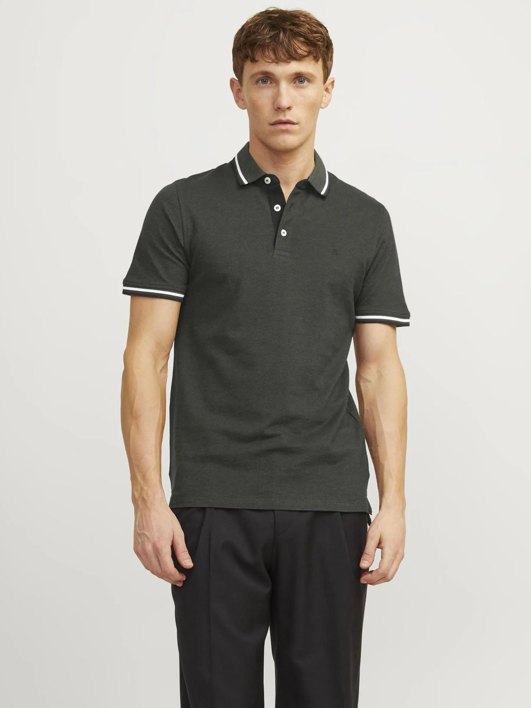 Jack & Jones Jjepaulos Polo SS Noos, Verde Scuro, S Uomo - immagine 2