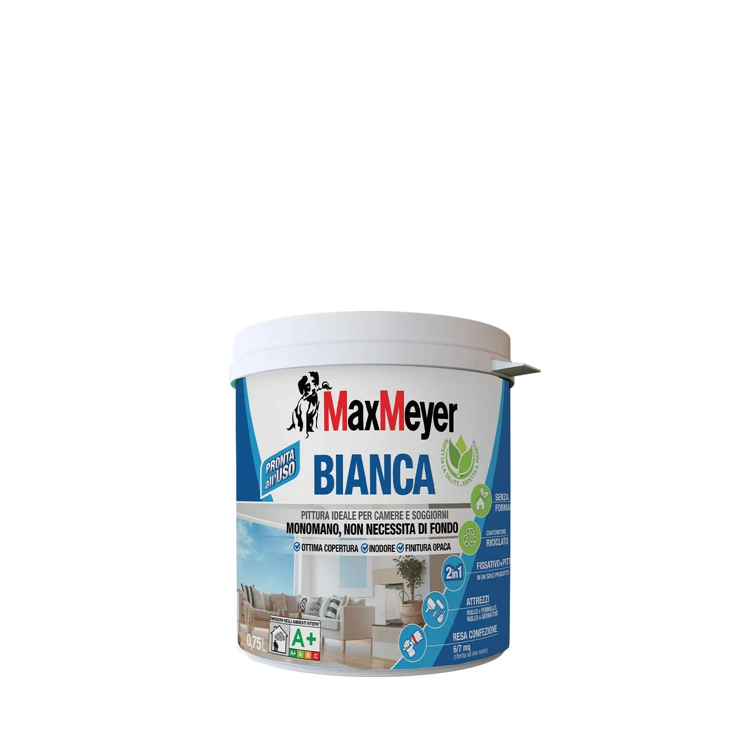 Maxmeyer Pittura per Interni Bianca Lavabile 2 in 1, 0.75 l - immagine 1