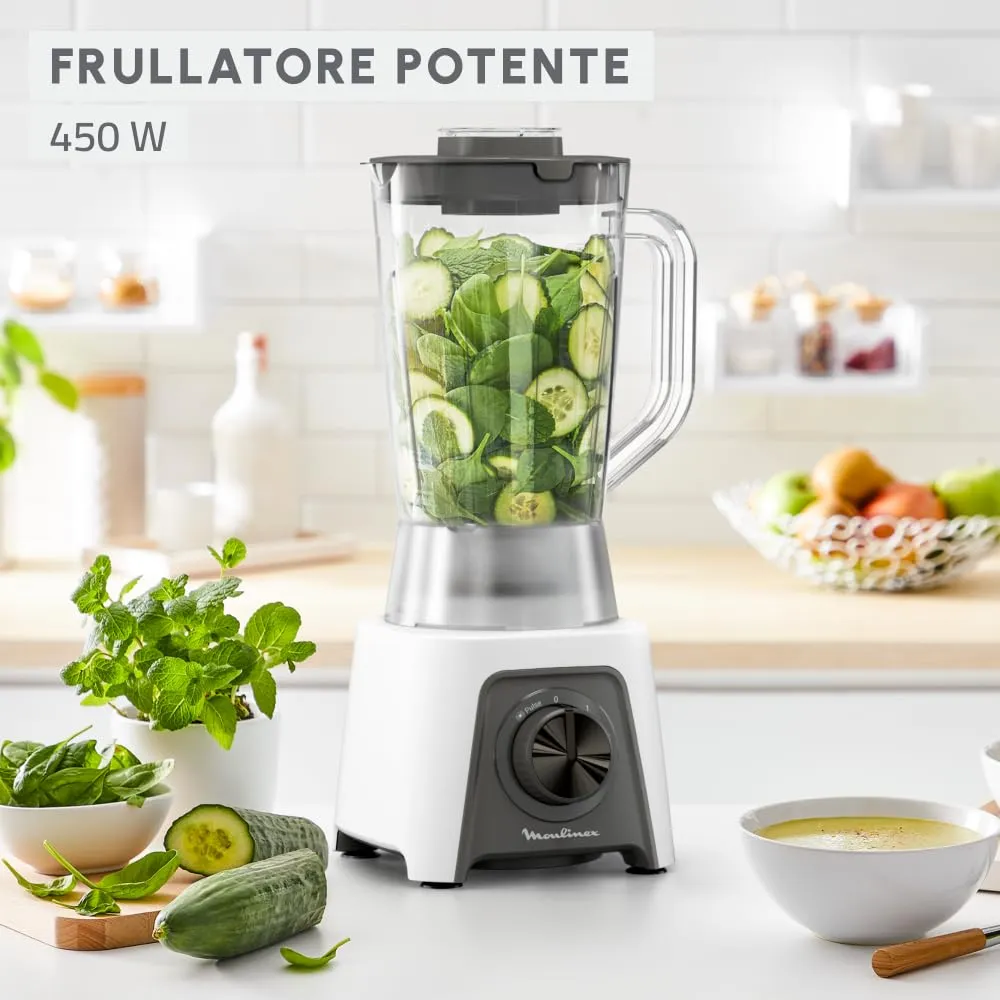 Moulinex Blendeo + Frullatore Elettrico 450 W 1.5 L Bianco LM2C01 - immagine 3