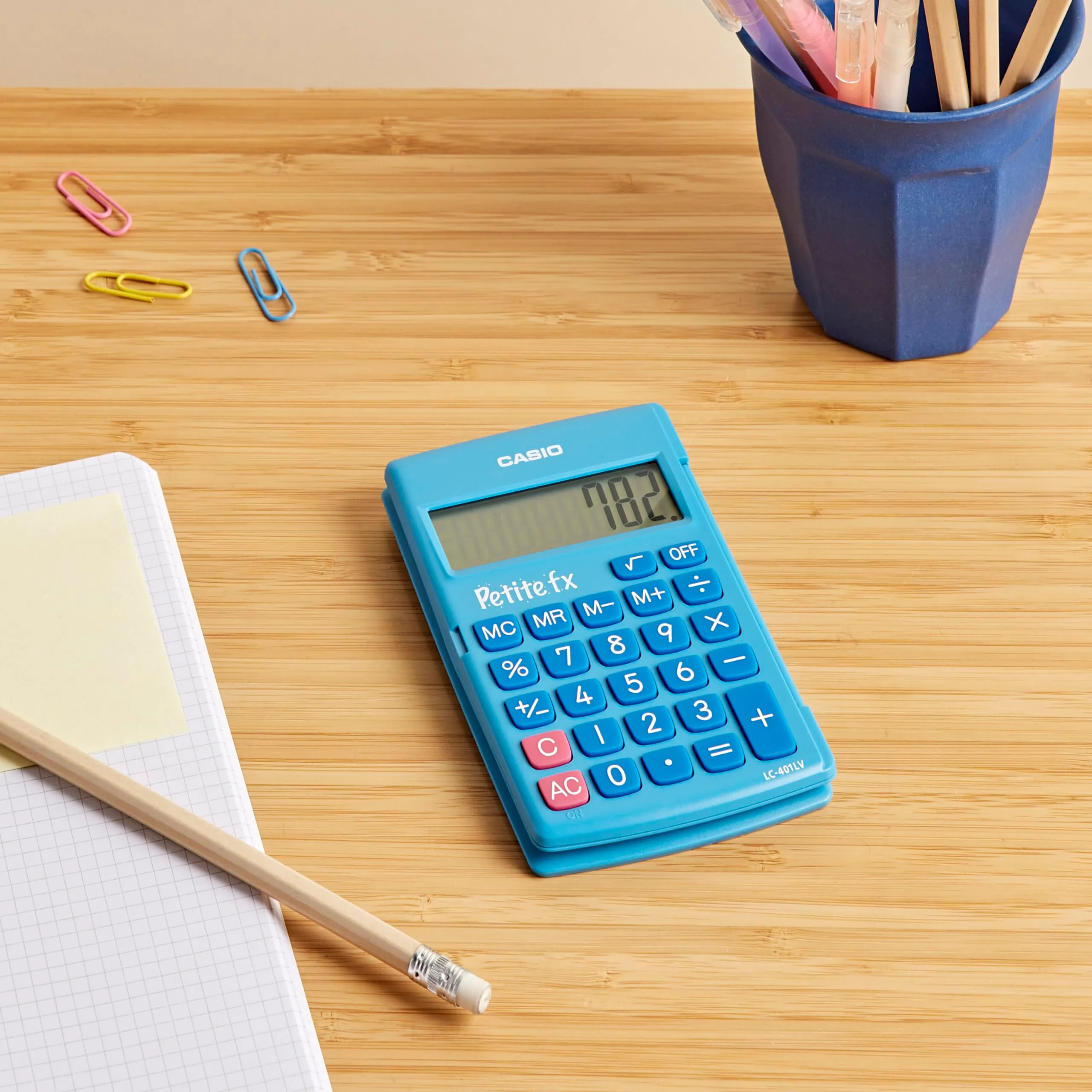 Casio LC-401LV-BU Calcolatrice Tascabile, Display a 8 cifre, Blu - immagine 2