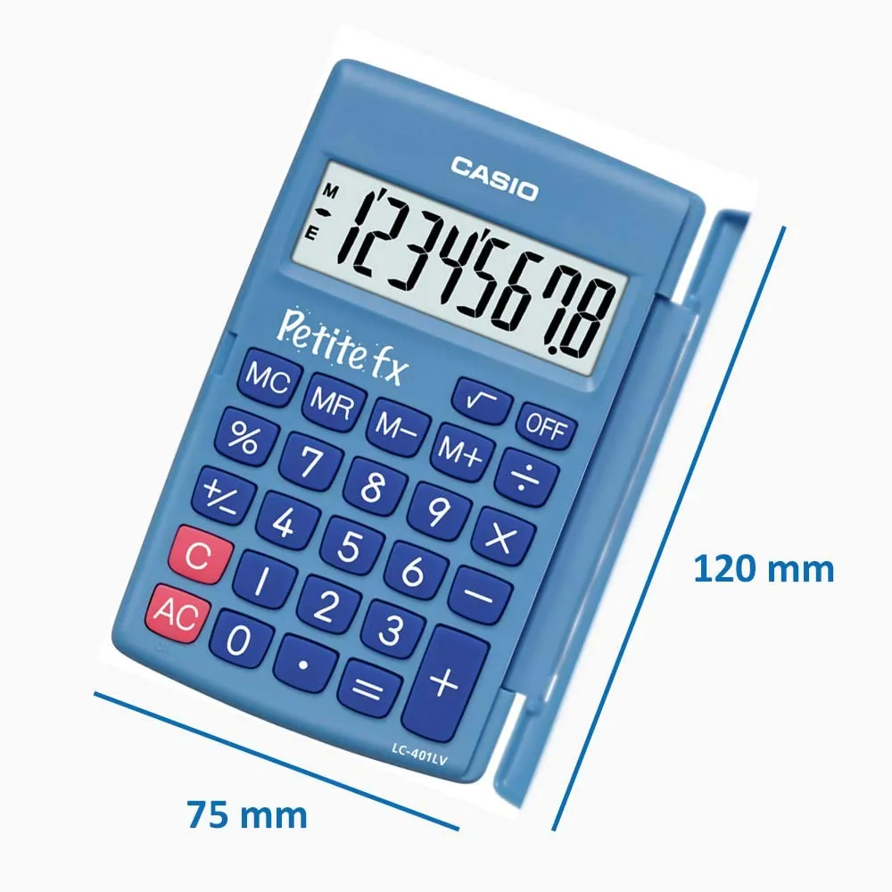 Casio LC-401LV-BU Calcolatrice Tascabile, Display a 8 cifre, Blu - immagine 3