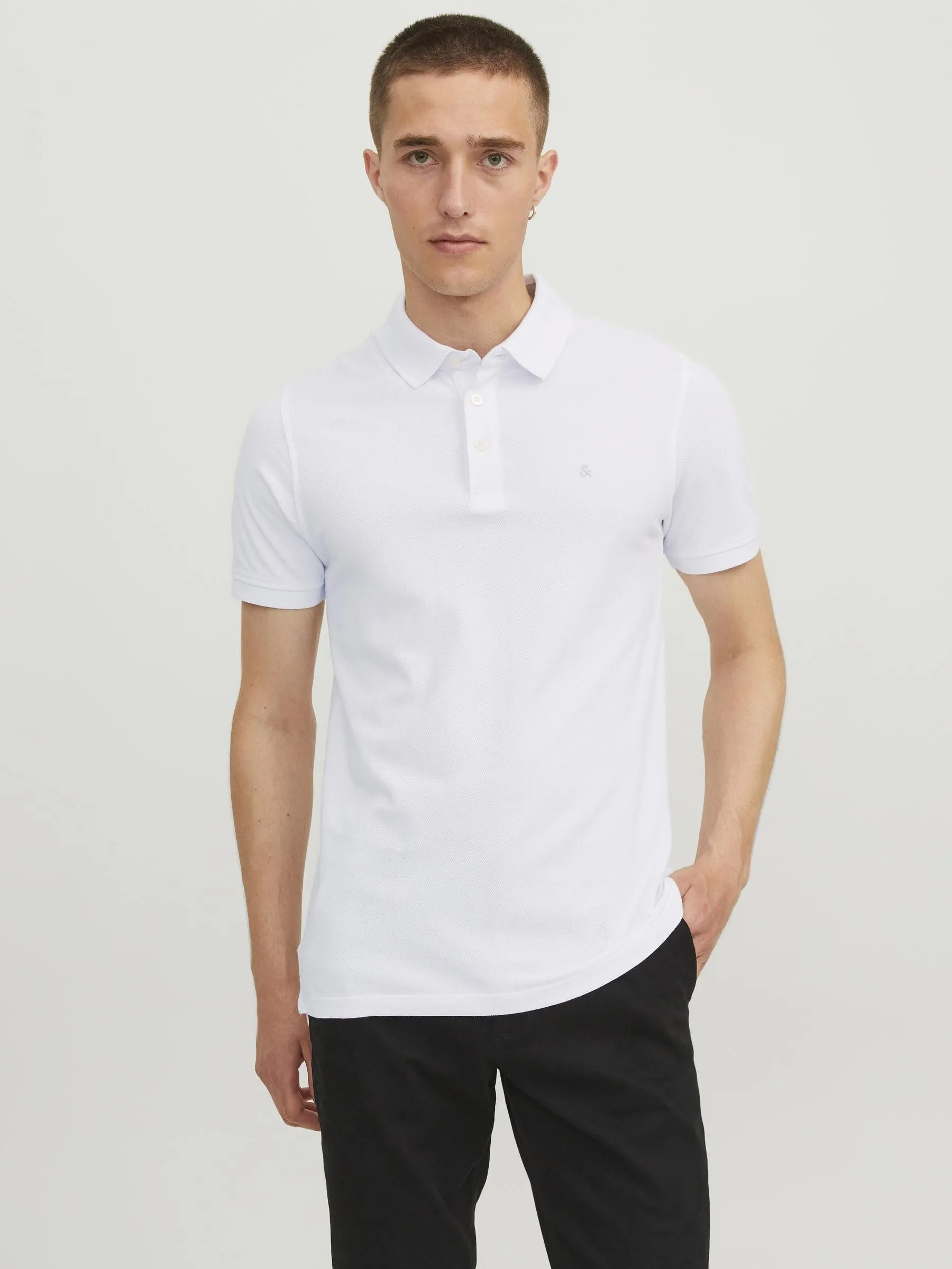 Jack & Jones Jjepaulos Polo SS Noos Maglietta, Bianco, 12136668, M Uomo - immagine 2