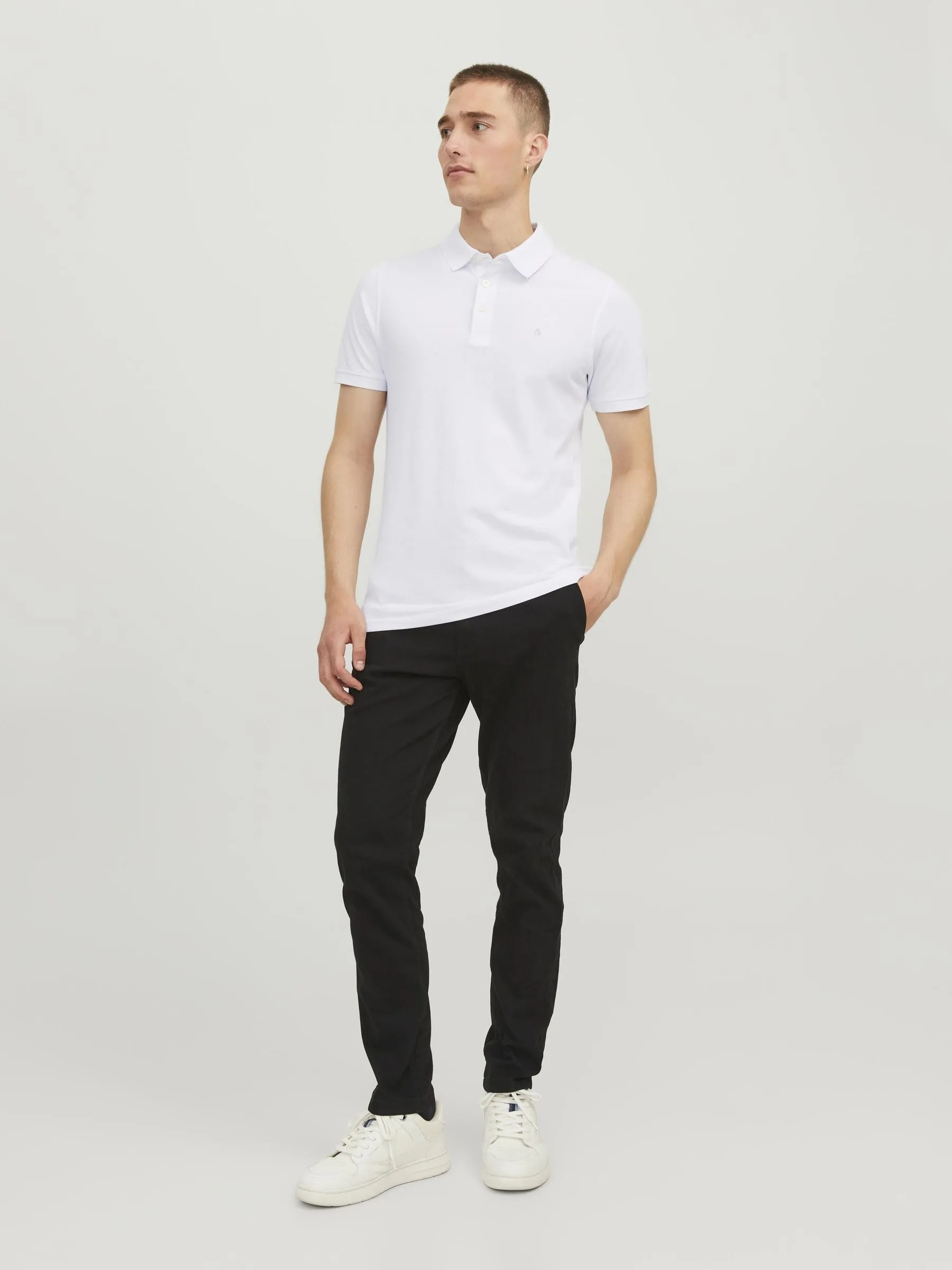 Jack & Jones Jjepaulos Polo SS Noos Maglietta, Bianco, 12136668, M Uomo - immagine 4