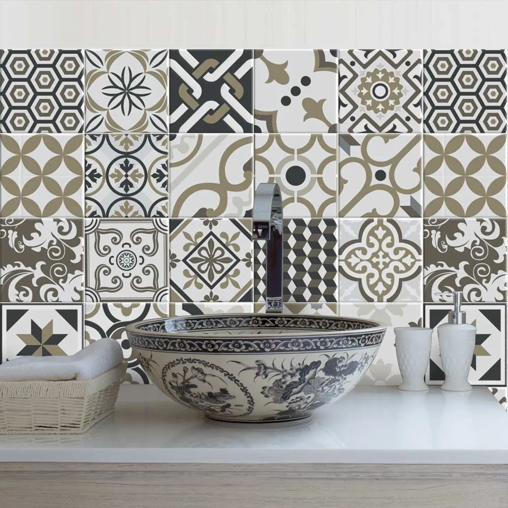 RE-COVERTILES Adesivi Piastrelle in PVC per Cucina e Bagno, 12 Pz 15x15 cm, PS00081 - immagine 1