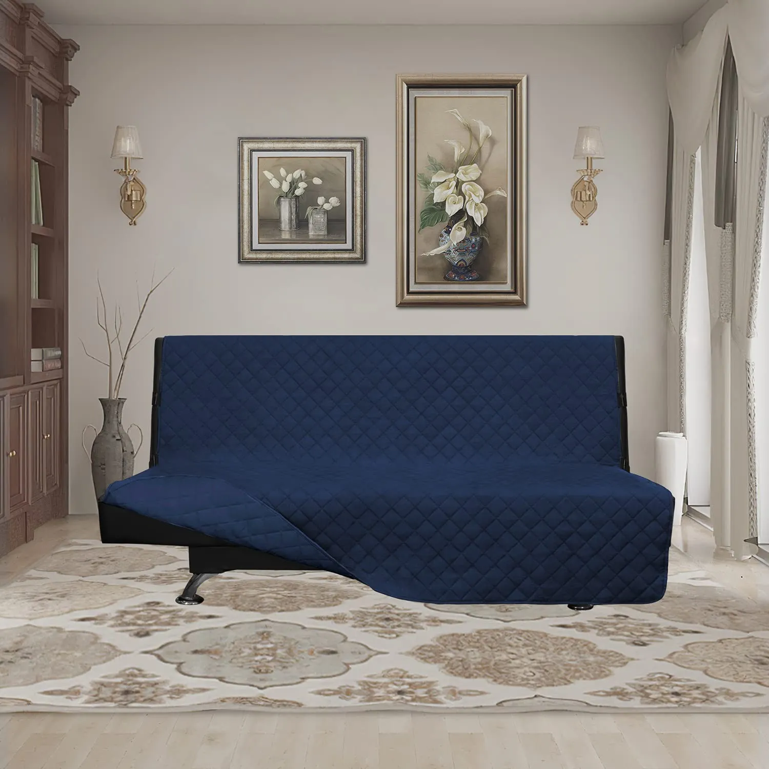 Easy-Going Fodera per Divano Futon Reversibile Impermeabile, Blu Navy, 70'' - immagine 2