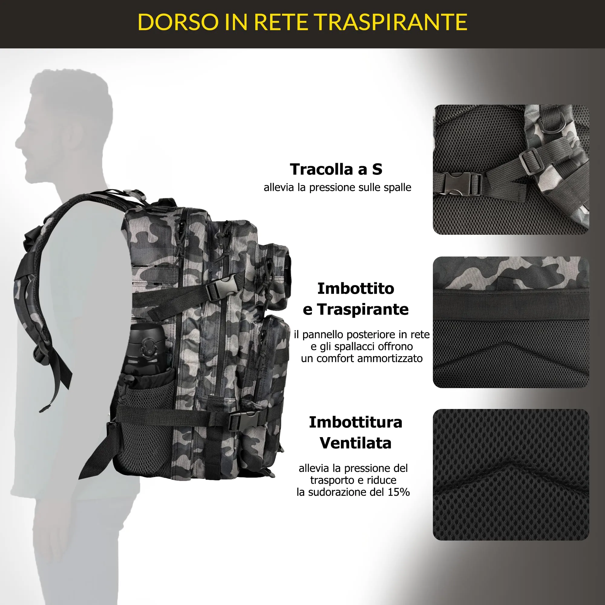 Zavothy Zaino Tattico Militare 45L per Escursionismo e Campeggio - immagine 3