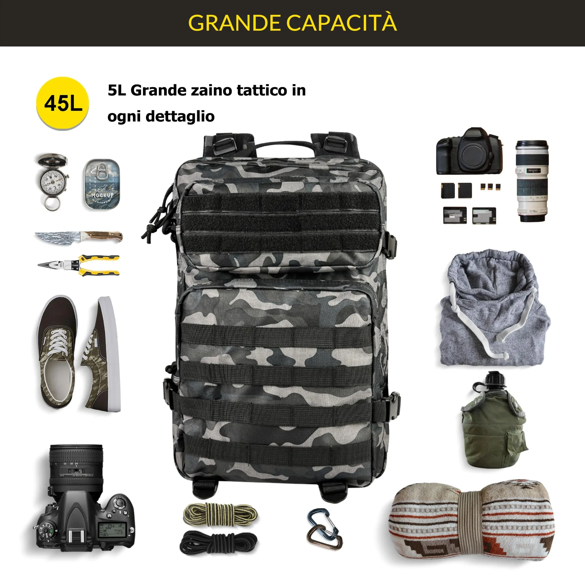Zavothy Zaino Tattico Militare 45L per Escursionismo e Campeggio - immagine 5