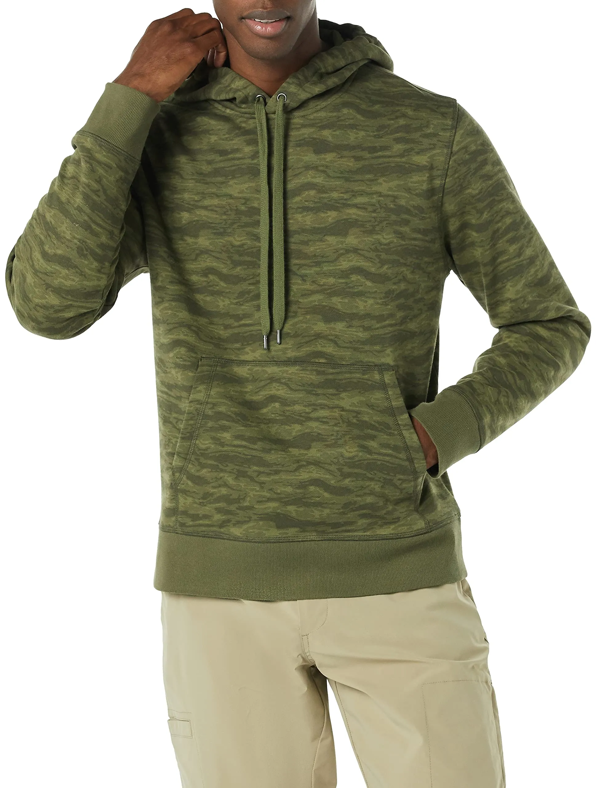 Amazon Essentials Felpa con Cappuccio Uomo, Verde Motivo Mimetico Astratto, XXL - immagine 1