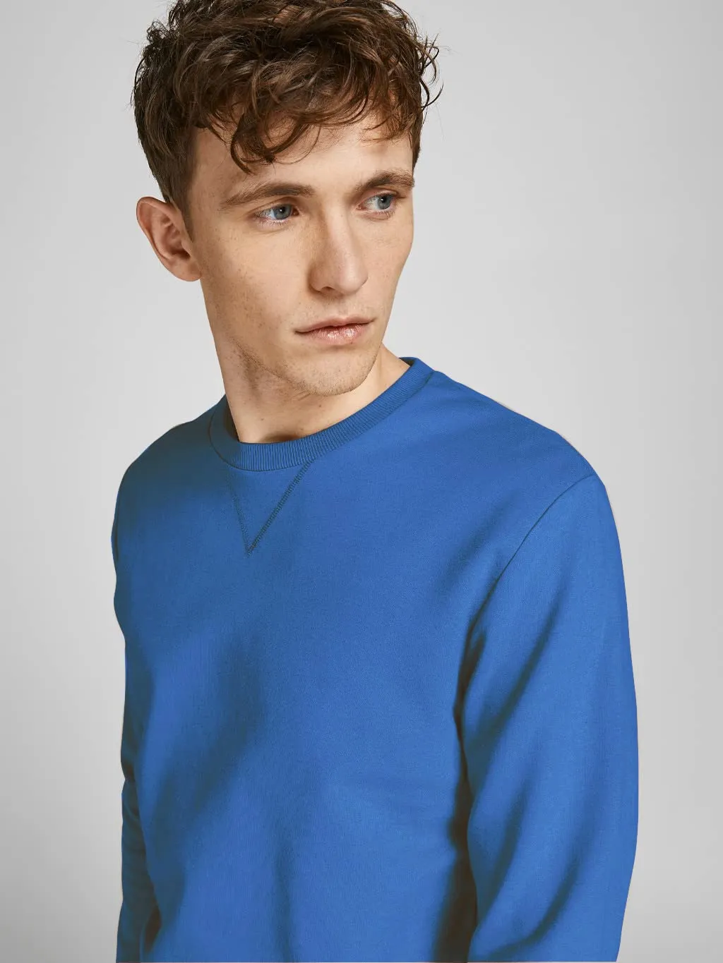 Jack & Jones JJEBasic Felpa da Uomo Scollo Rotondo Blu Classic Blue, M - immagine 4