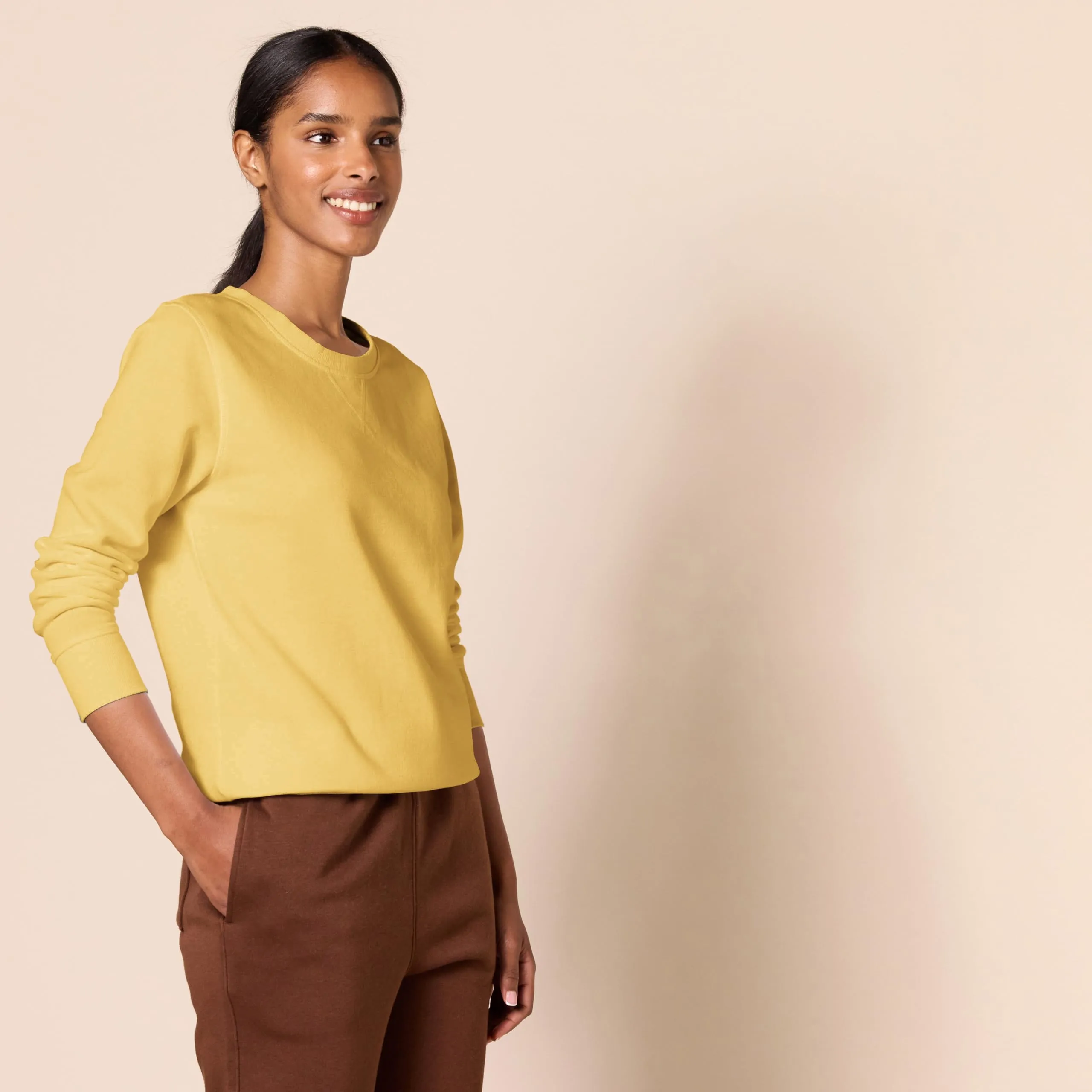 Amazon Essentials Felpa Girocollo Donna in Pile di Spugna Francese, Giallo Senape Chiaro, XL - immagine 2