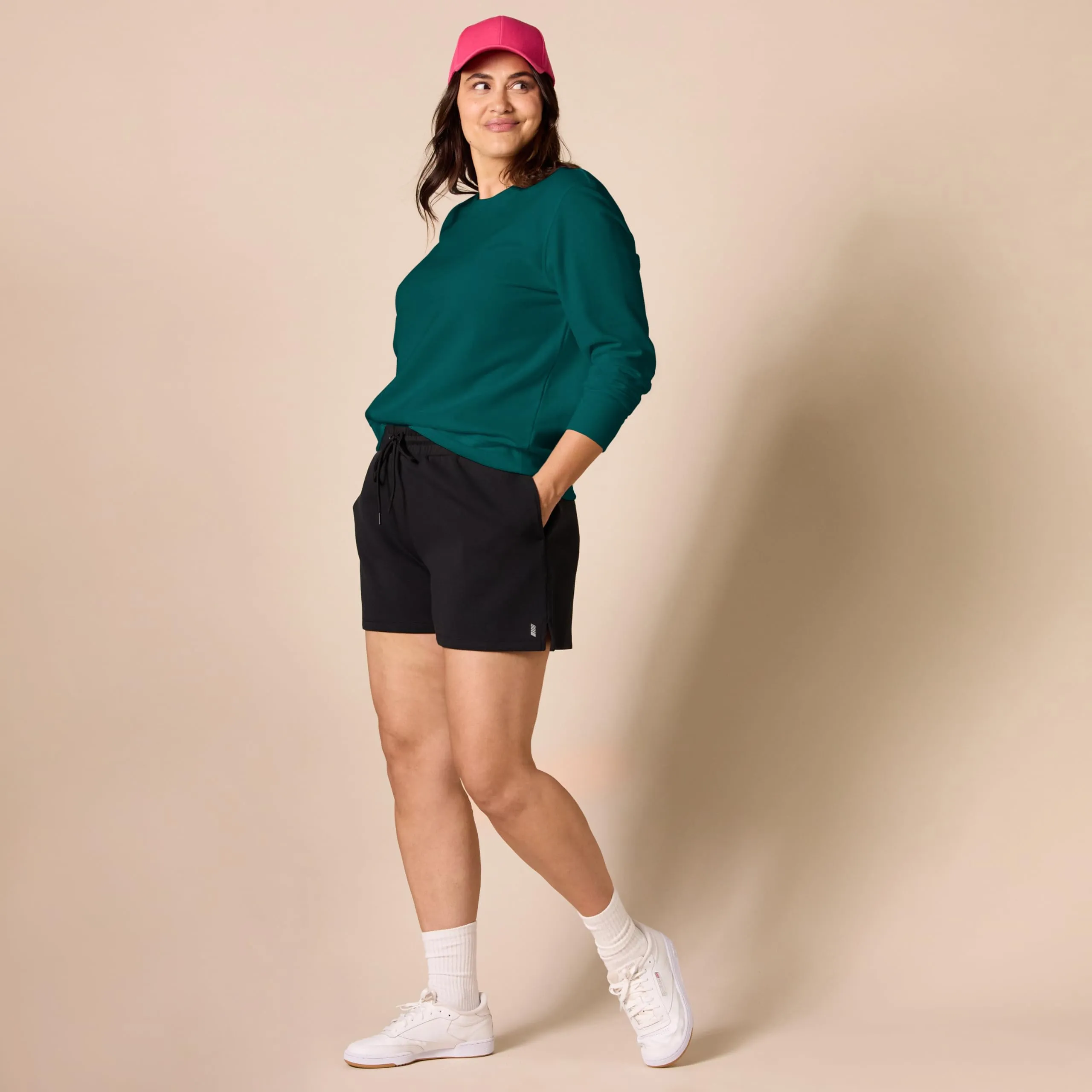 Amazon Essentials Felpa Girocollo da Donna in Pile di Spugna Francese, Verde Scuro, M - immagine 7
