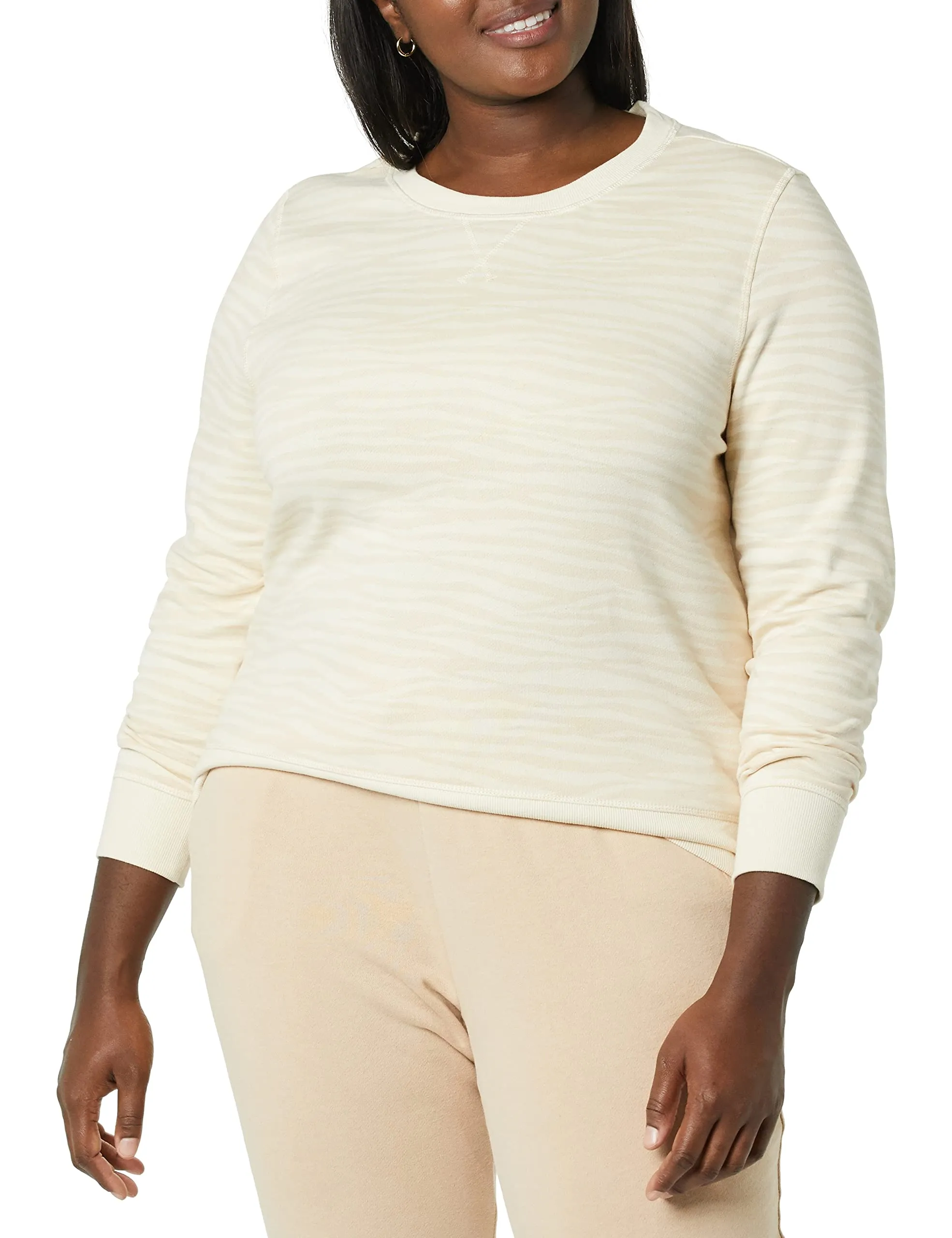 Amazon Essentials Felpa Girocollo da Donna in Pile di Spugna Francese, Stampa Zebrata Beige, XL - immagine 3