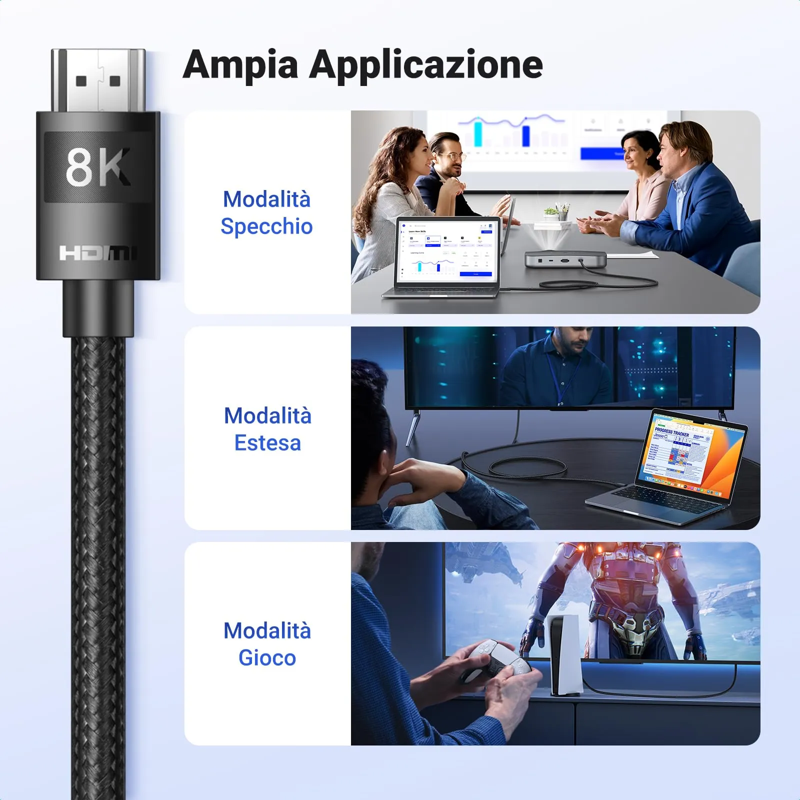 UGREEN Cavo HDMI 2.1 Certificato 8K 60Hz 4K 120Hz 48Gbps (1M) - immagine 8