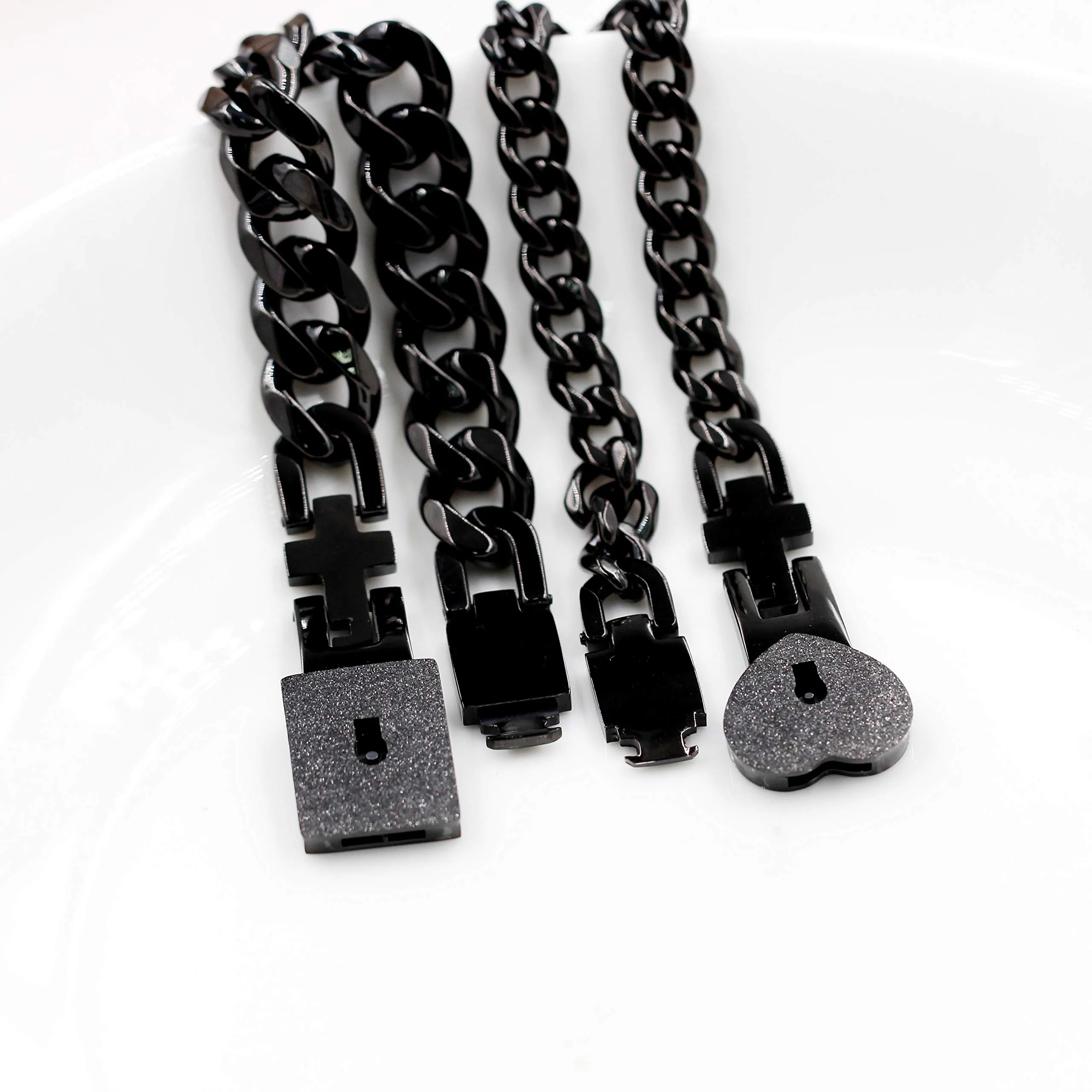 Uloveido Braccialetti per Coppie con Serratura e Chiave Y853 - Nero - immagine 3
