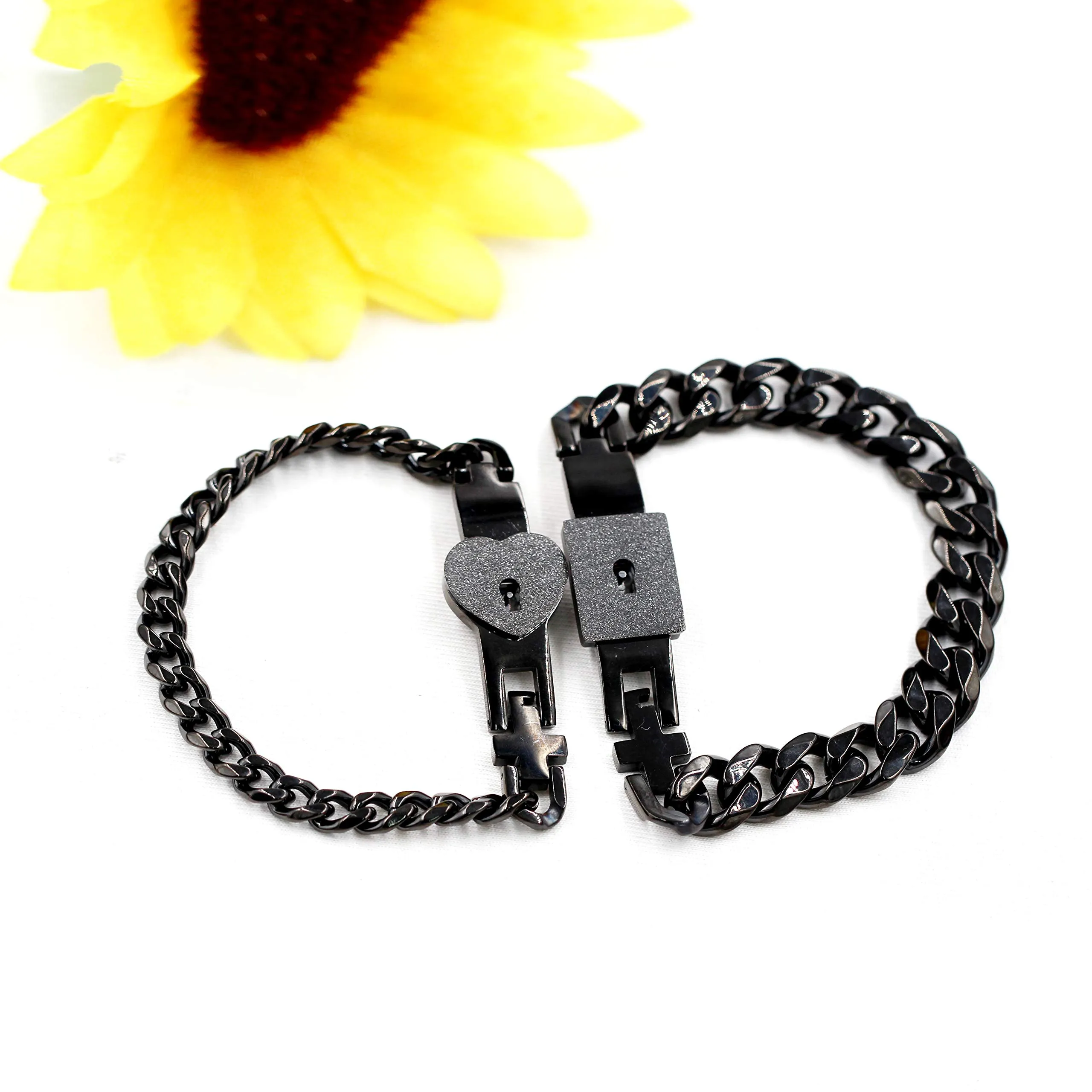 Uloveido Braccialetti per Coppie con Serratura e Chiave Y853 - Nero - immagine 5