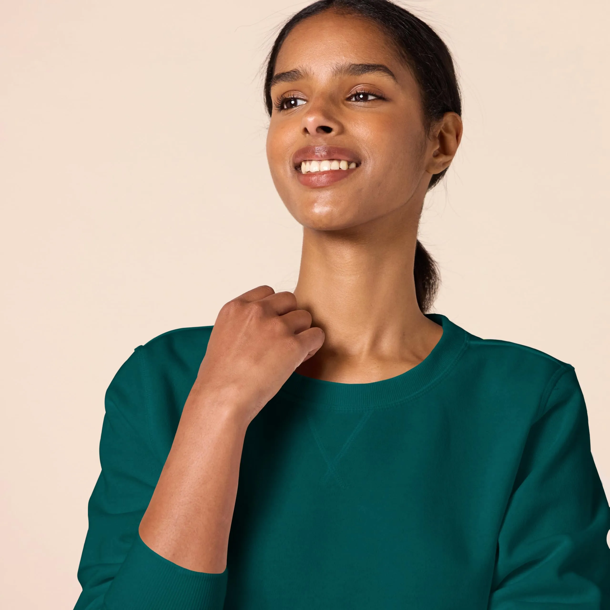 Amazon Essentials Felpa Girocollo da Donna in Pile di Spugna Francese, Verde Scuro, S - immagine 4