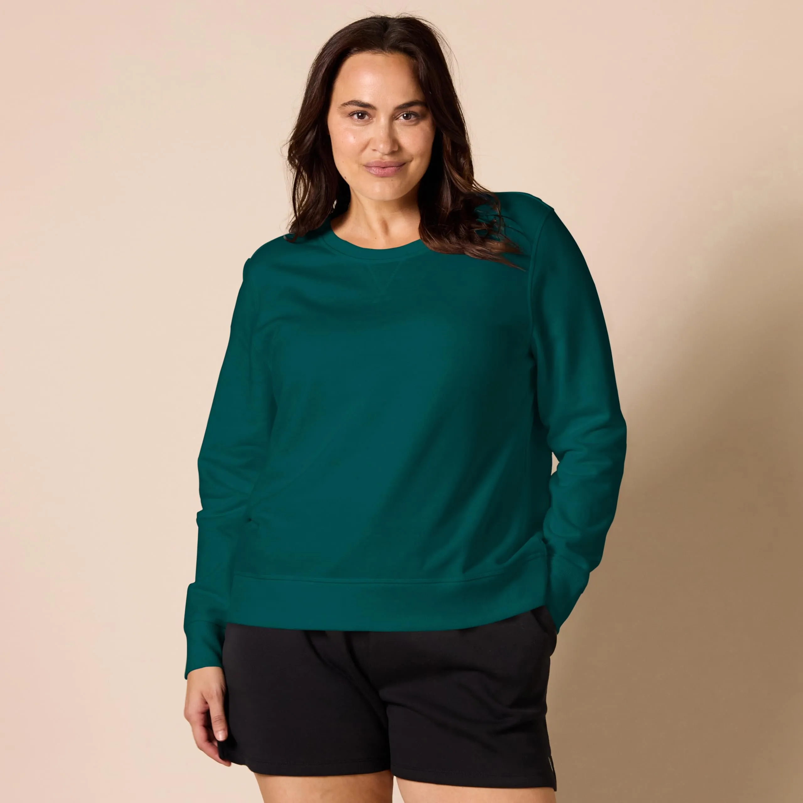 Amazon Essentials Felpa Girocollo da Donna in Pile di Spugna Francese, Verde Scuro, S - immagine 6