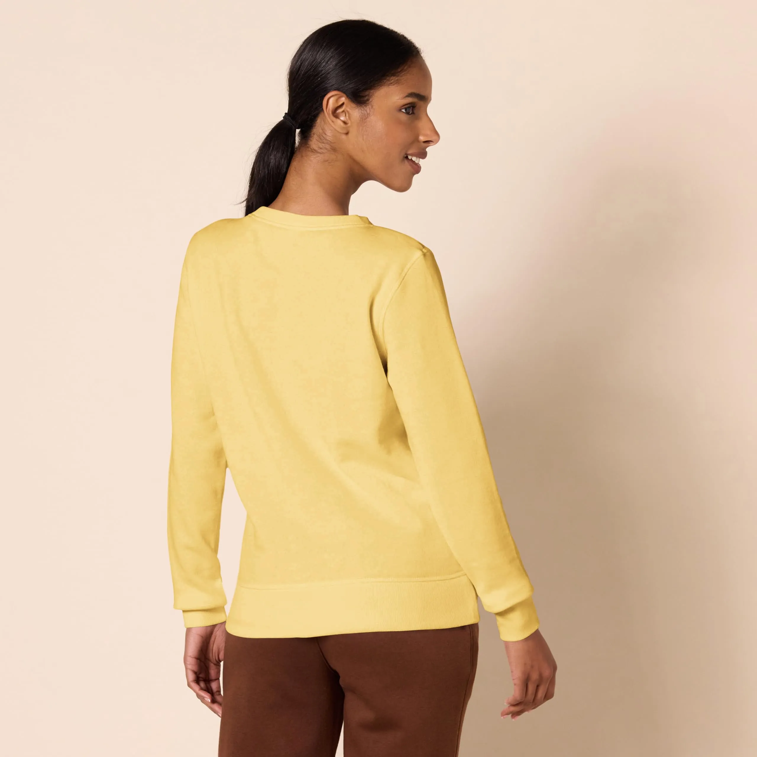 Amazon Essentials Felpa Girocollo da Donna in Pile di Spugna Francese, Giallo Senape Chiaro, XS - immagine 2