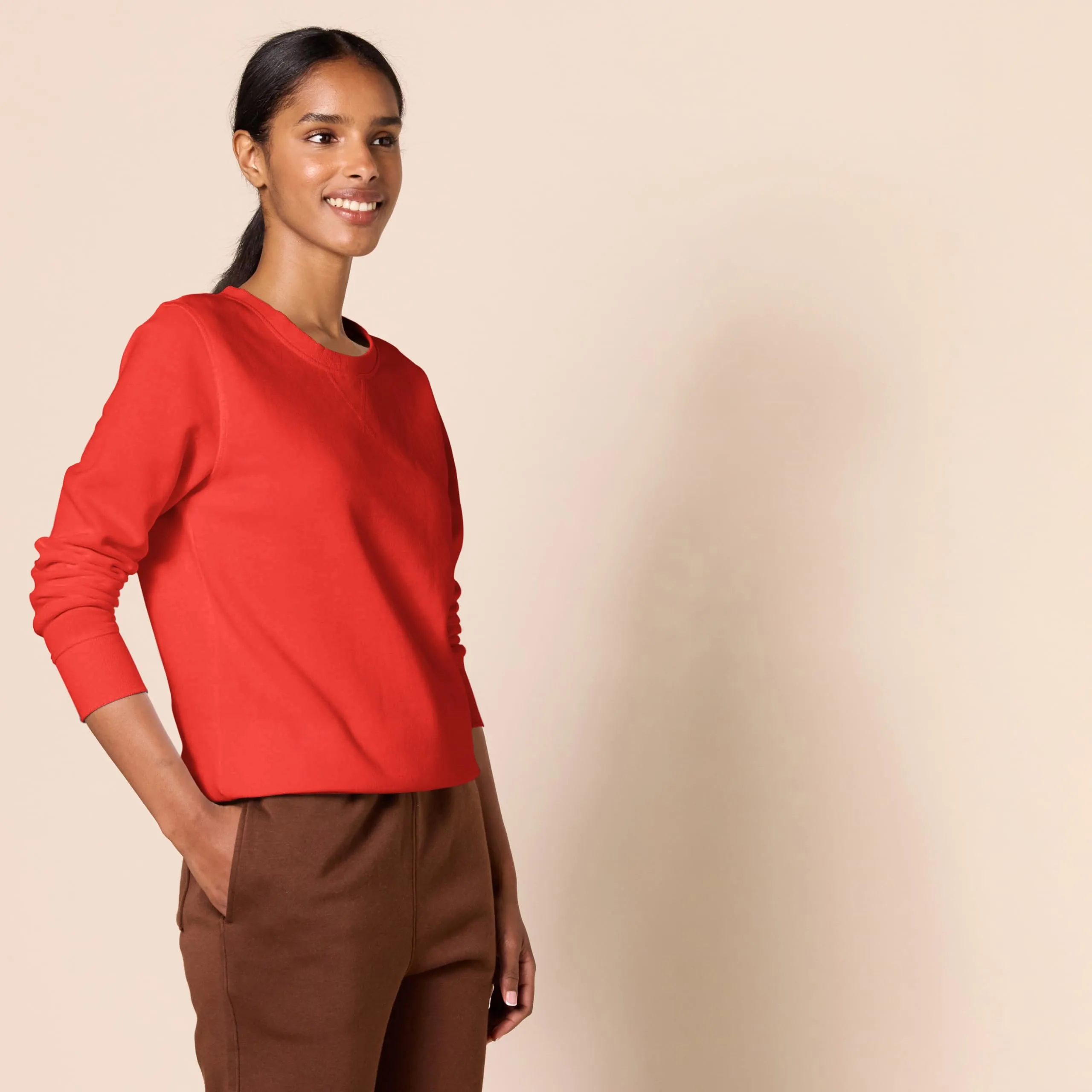Amazon Essentials Felpa Girocollo da Donna in Pile di Spugna Francese, Rosso, XL - immagine 3