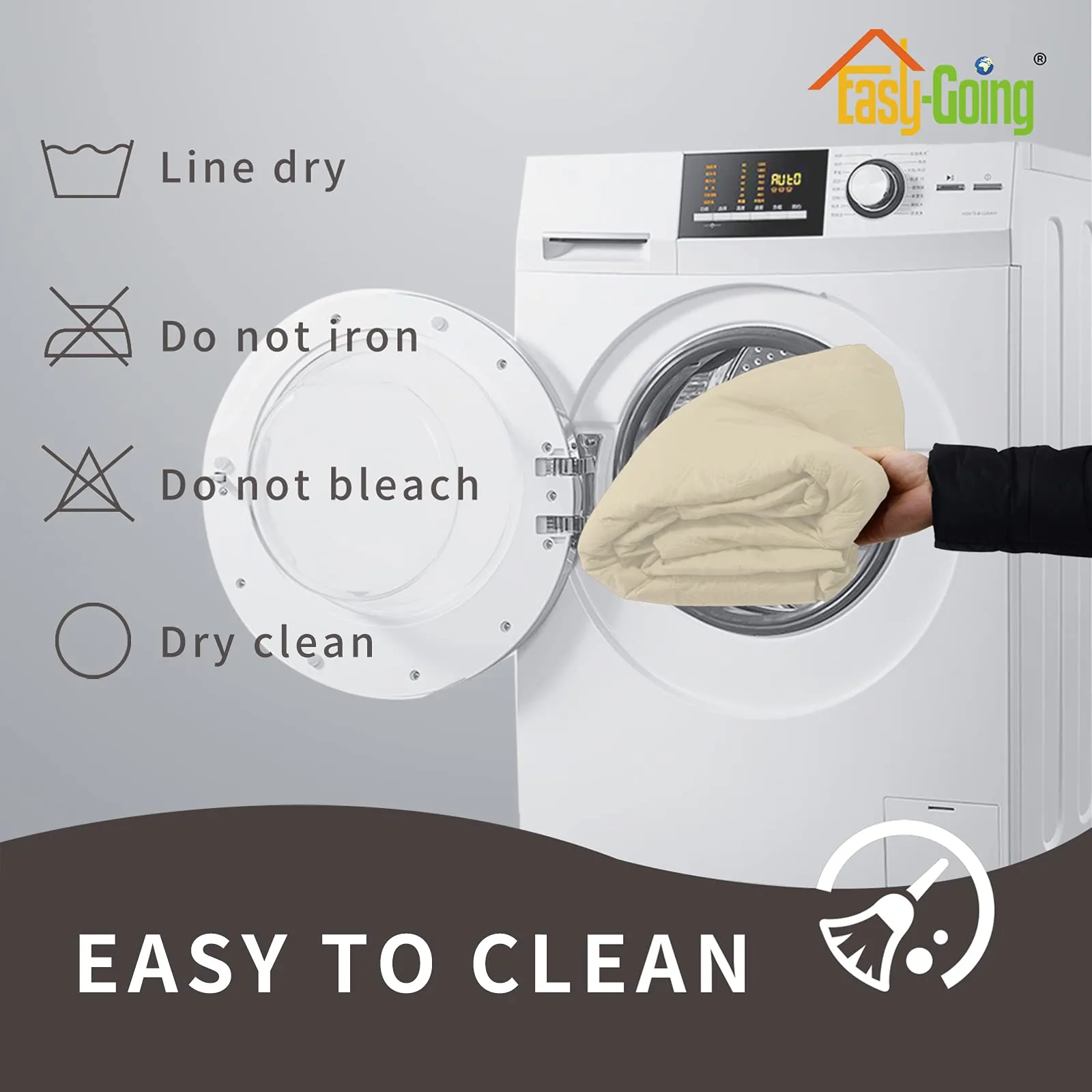 Easy-Going Copridivano Impermeabile per 4 Cuscini con Cinghie Elastiche Antiscivolo, XXL, Avorio - immagine 7
