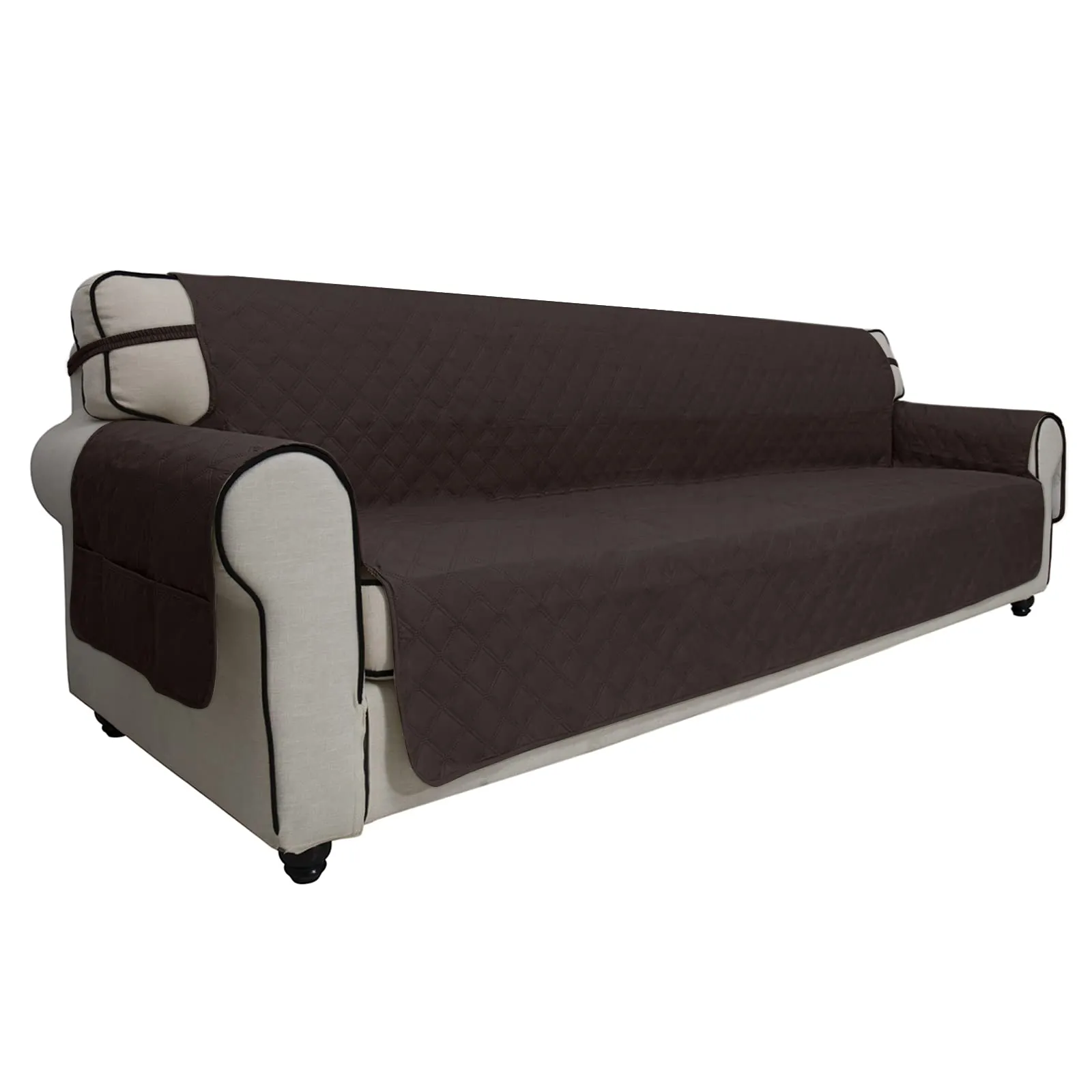 Easy-Going Copridivano Impermeabile per Divano 4 Cuscini, Antiscivolo, XXL, Cioccolato - immagine 1