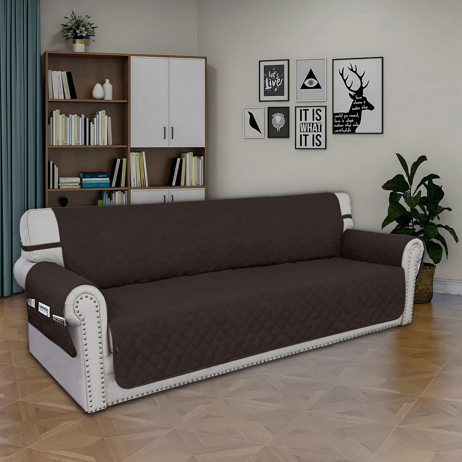 Easy-Going Copridivano Impermeabile per Divano 4 Cuscini, Antiscivolo, XXL, Cioccolato - immagine 2