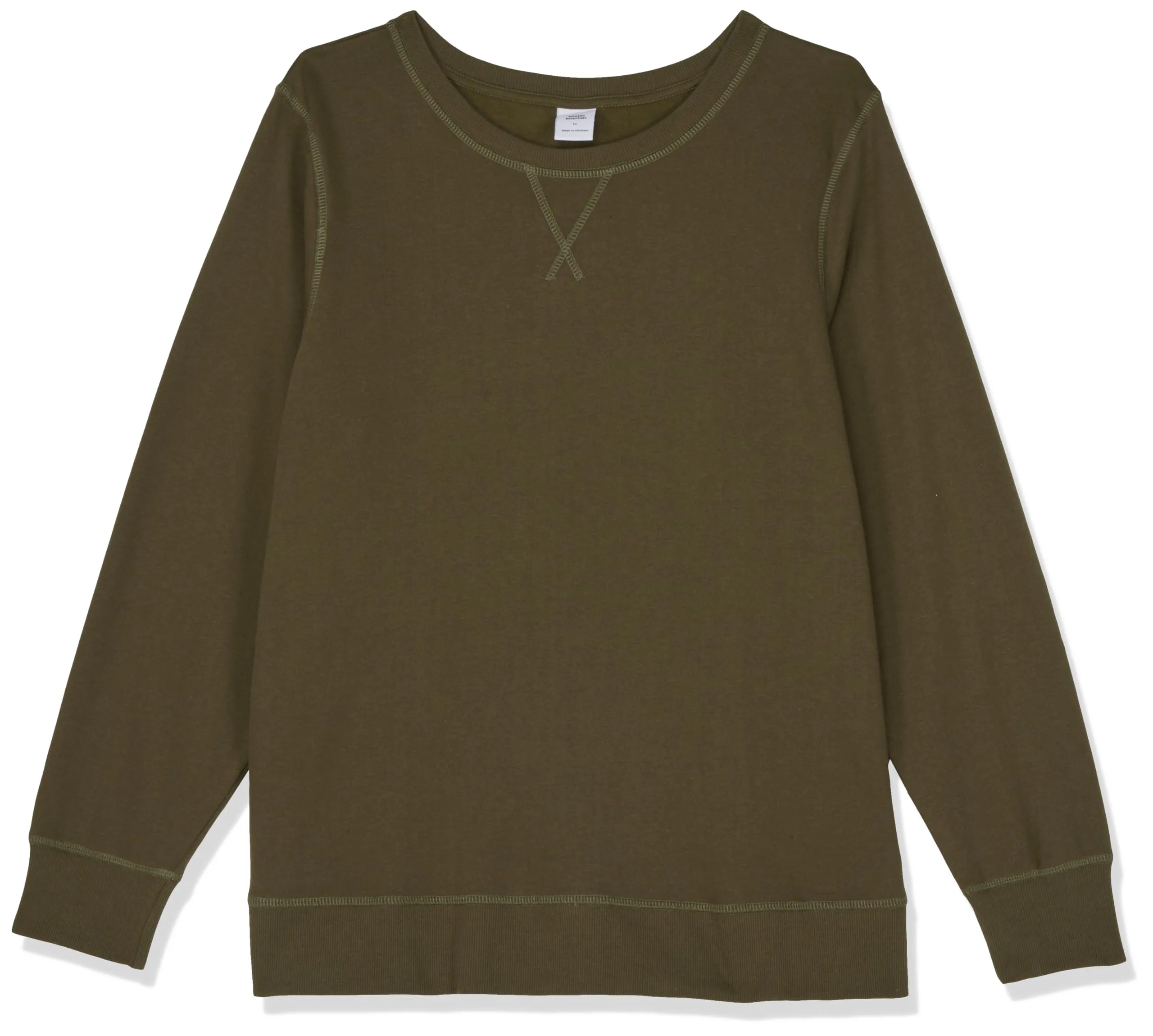 Amazon Essentials Felpa Girocollo da Donna in Pile di Spugna Francese, Verde Oliva, S - immagine 1