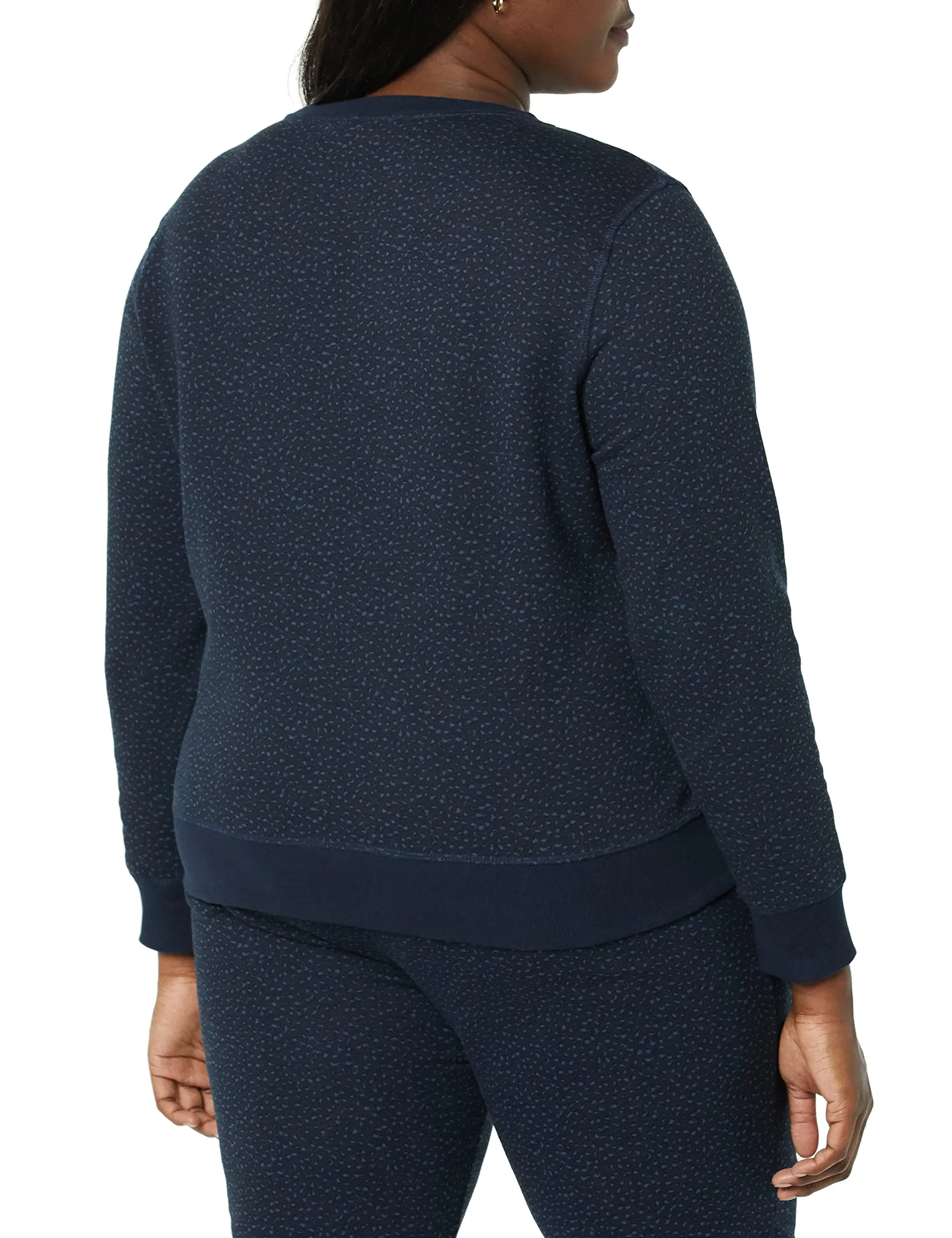 Amazon Essentials Felpa Girocollo da Donna in Pile di Spugna Francese, Blu Navy Ghepardo, L - immagine 5