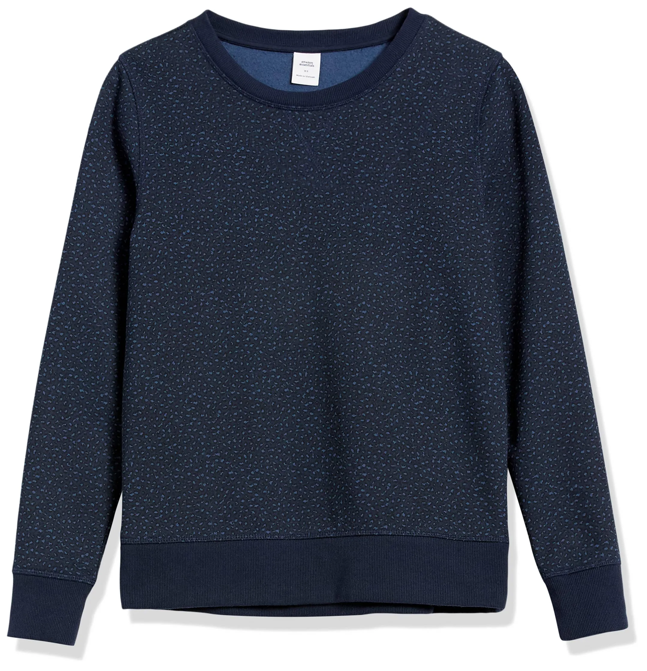 Amazon Essentials Felpa Girocollo da Donna in Pile di Spugna Francese, Blu Navy Ghepardo, L - immagine 6