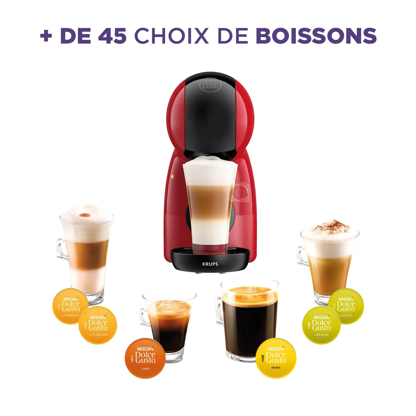 Krups Nescafé Dolce Gusto Piccolo XS Macchina da Caffè a Capsule, Rosso, KP1A3510 - immagine 5