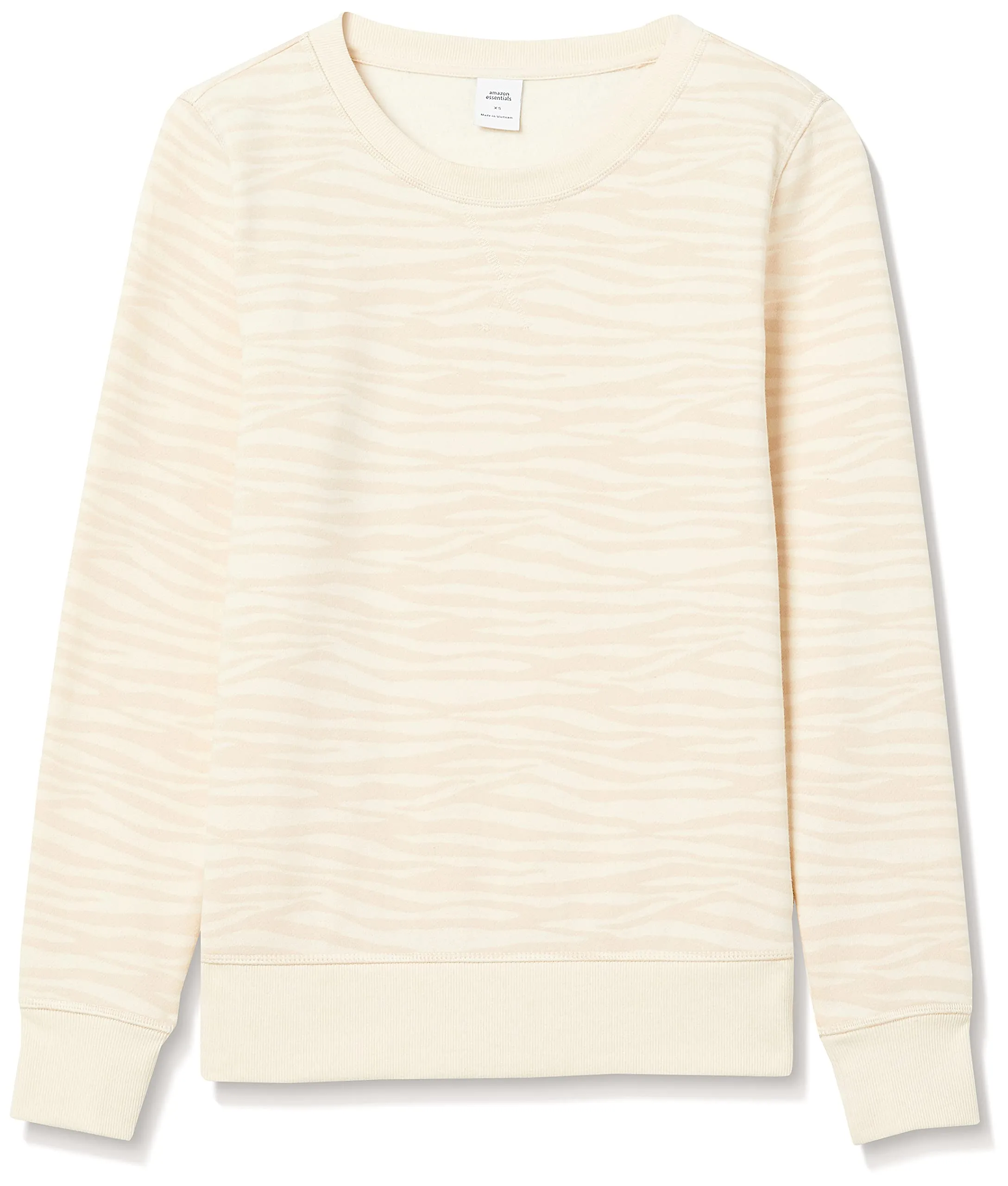 Amazon Essentials Felpa Girocollo da Donna in Pile di Spugna Francese, Stampa Zebra Beige, S - immagine 5