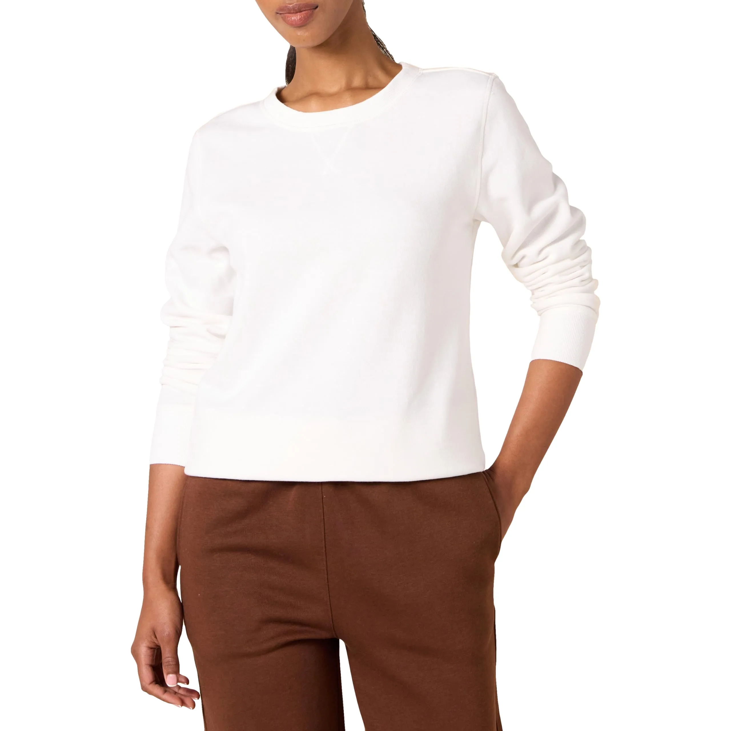 Amazon Essentials Felpa Girocollo da Donna in Pile di Spugna Francese, Bianco, S - immagine 1