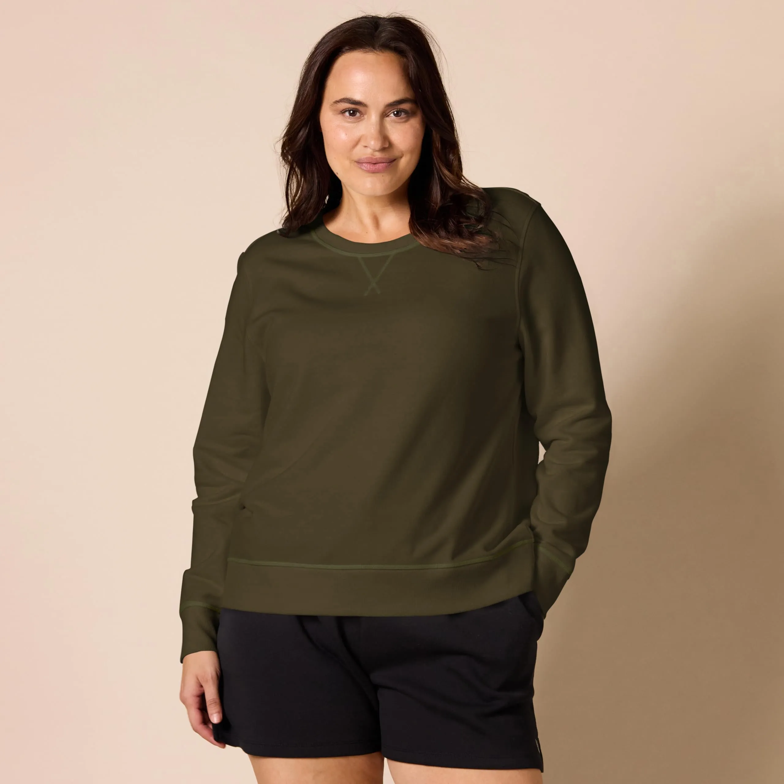 Amazon Essentials Felpa Girocollo da Donna in Pile di Spugna Francese, Verde Oliva, M - immagine 6