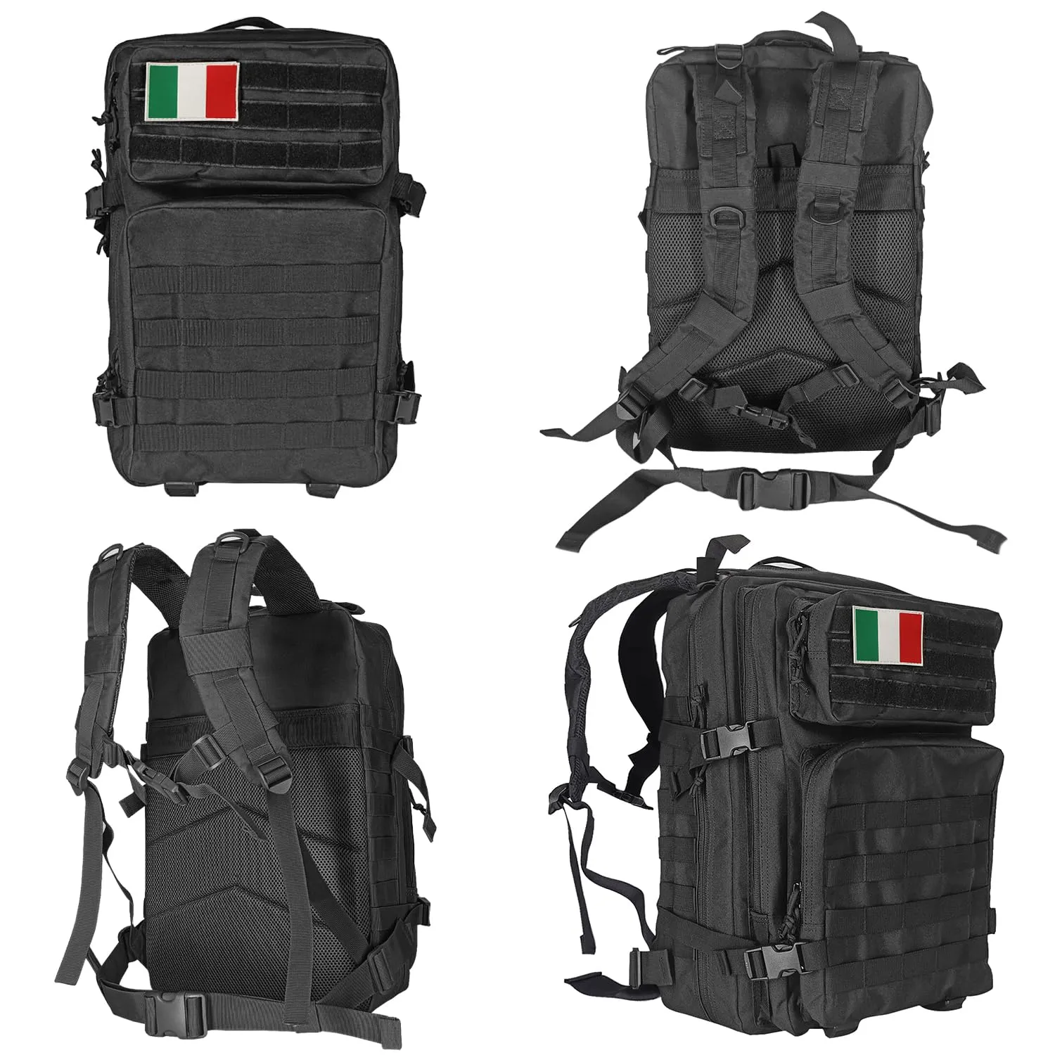 Oreunik Zaino Militare Tattico Impermeabile 45L Molle per Trekking e Campeggio, Nero - immagine 4