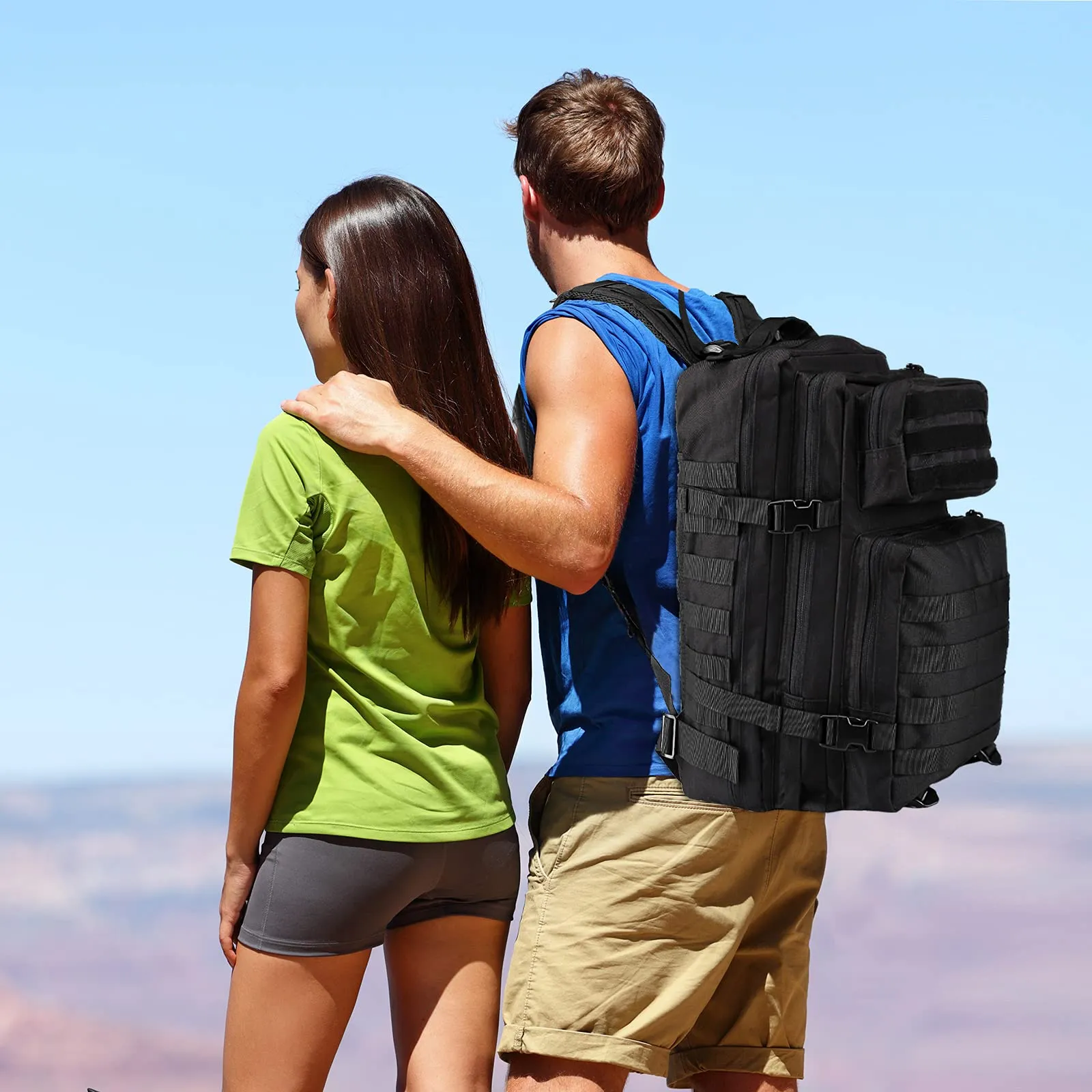 Oreunik Zaino Militare Tattico Impermeabile 45L Molle per Trekking e Campeggio, Nero - immagine 6