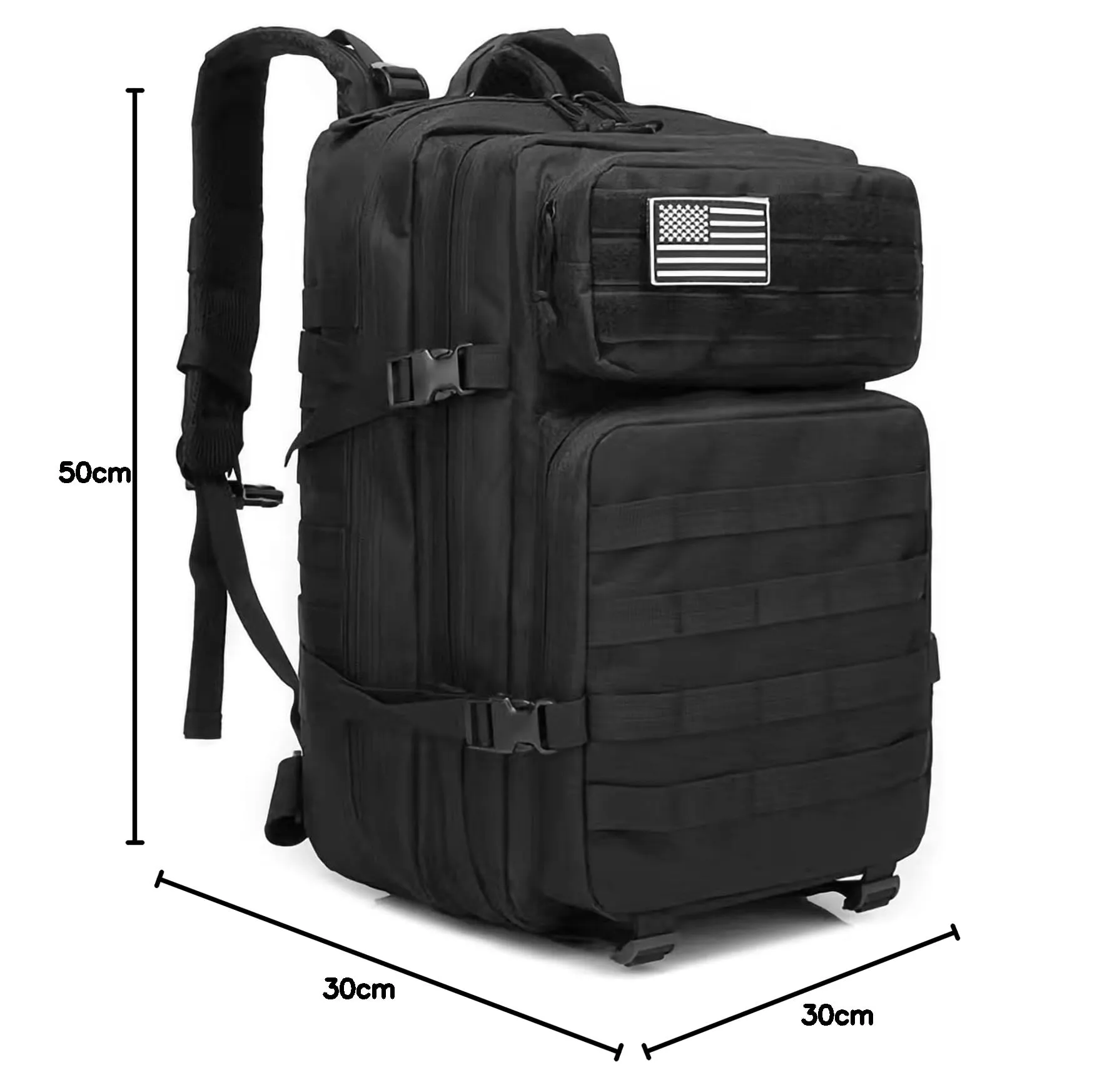 Oreunik Zaino Militare Tattico Impermeabile 45L Molle per Trekking e Campeggio, Nero - immagine 7