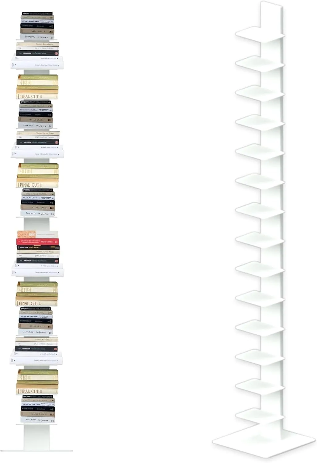 Flo.mar Libreria a Colonna Bianca con 14 Ripiani 20x15cm, Base in Metallo 35x35 cm, Altezza 214 cm - immagine 9