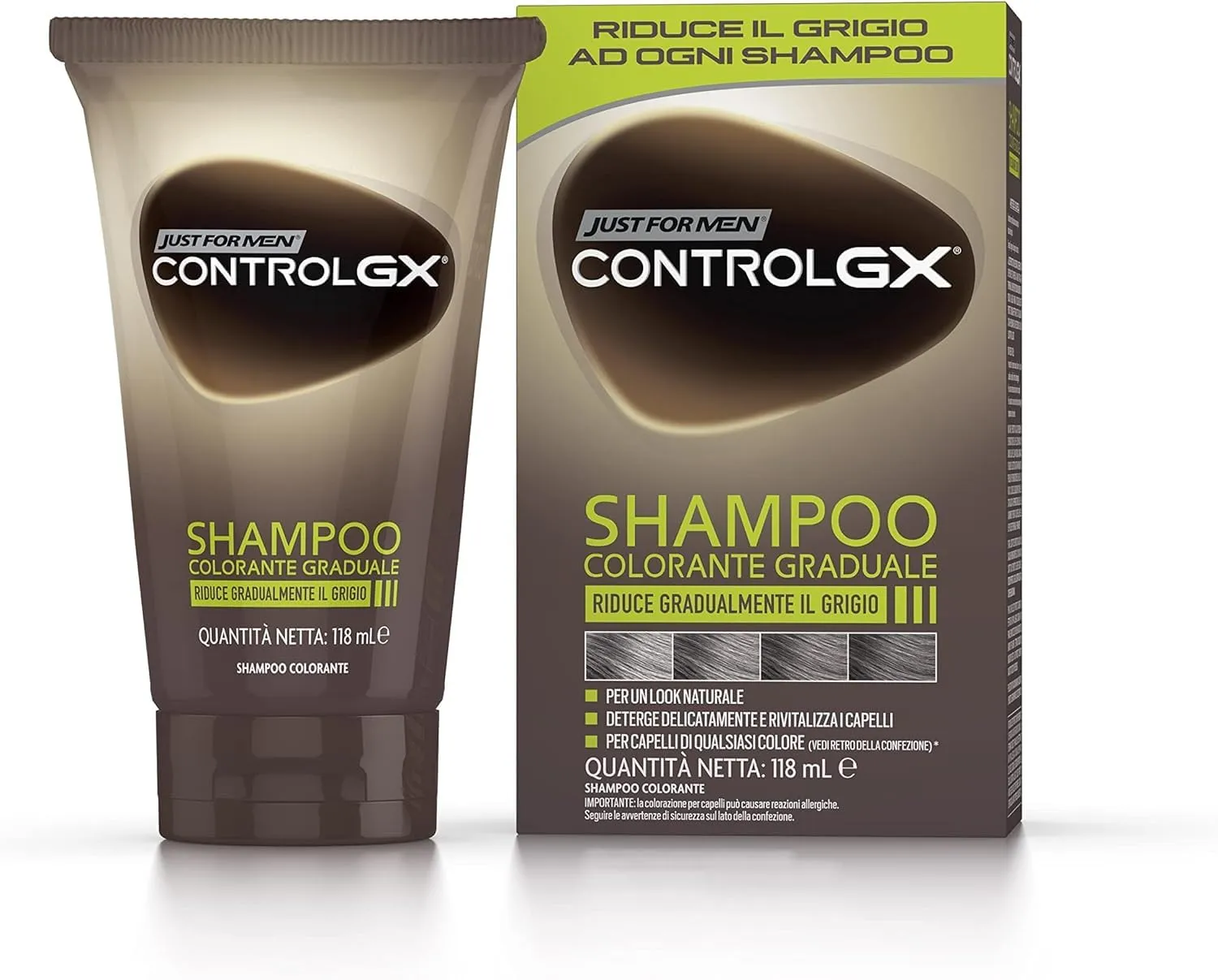 Just For Men Control GX Shampoo Anti-Grigio Uomo, Look Naturale 118 ml - immagine 2