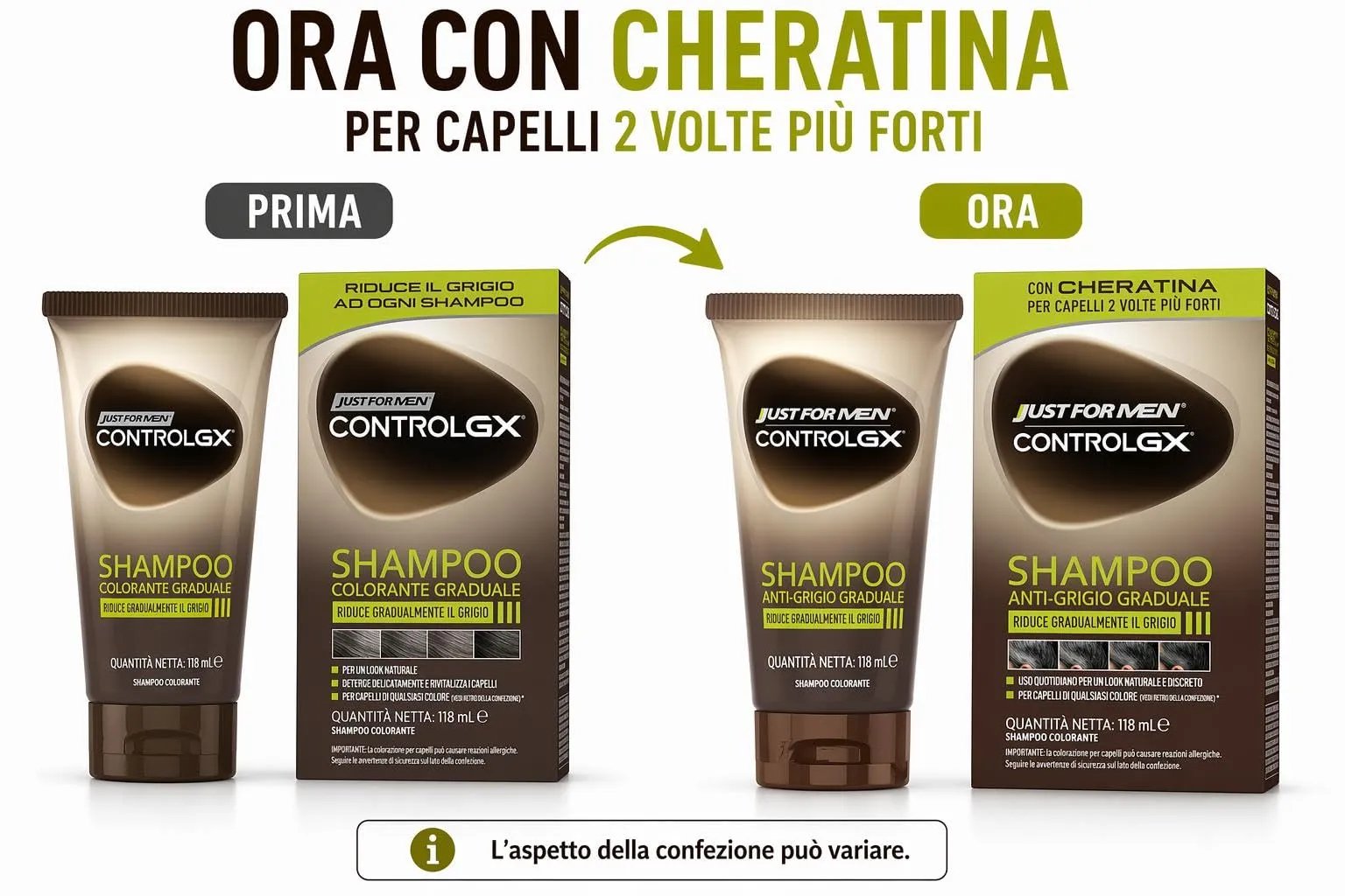 Just For Men Control GX Shampoo Anti-Grigio Uomo, Look Naturale 118 ml - immagine 3
